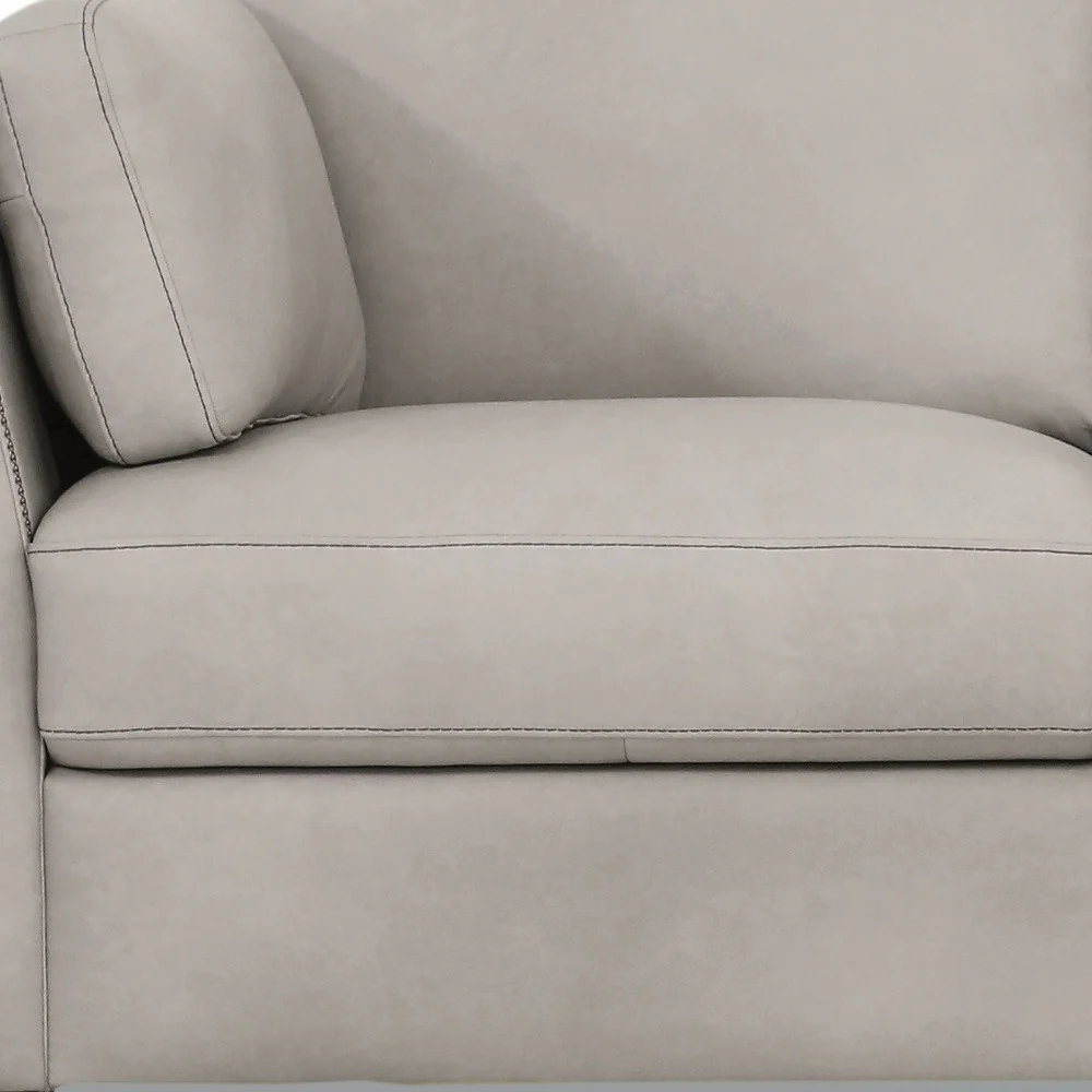 59" Dusty White And Brown Leather Love Seat By Homeroots - Image 3