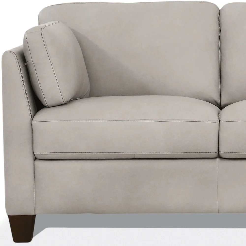 59" Dusty White And Brown Leather Love Seat By Homeroots - Image 4