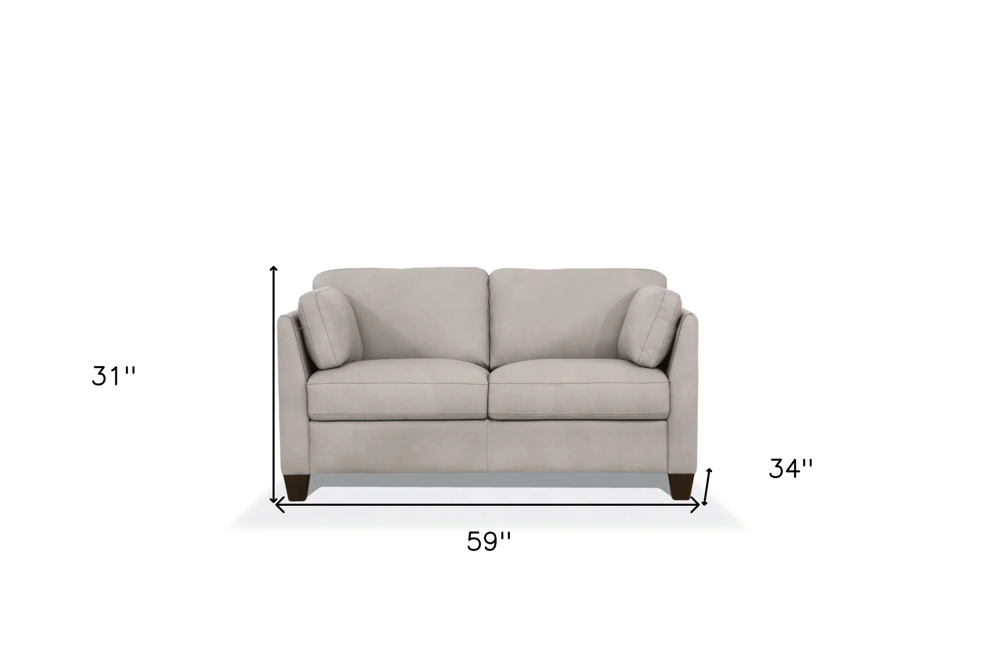 59" Dusty White And Brown Leather Love Seat By Homeroots - Image 5