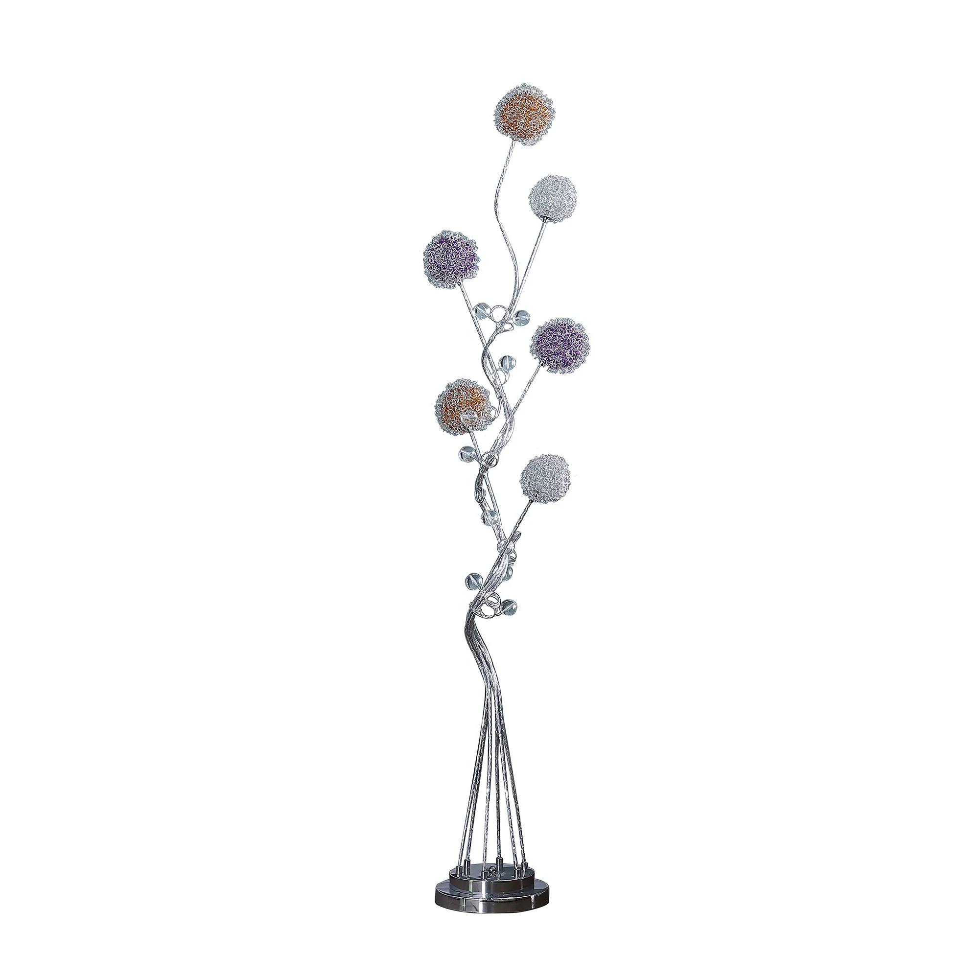 59" Steel Six Light LED Novelty Floor Lamp With Colorful Funky Floral Shades By Homeroots - Image 3