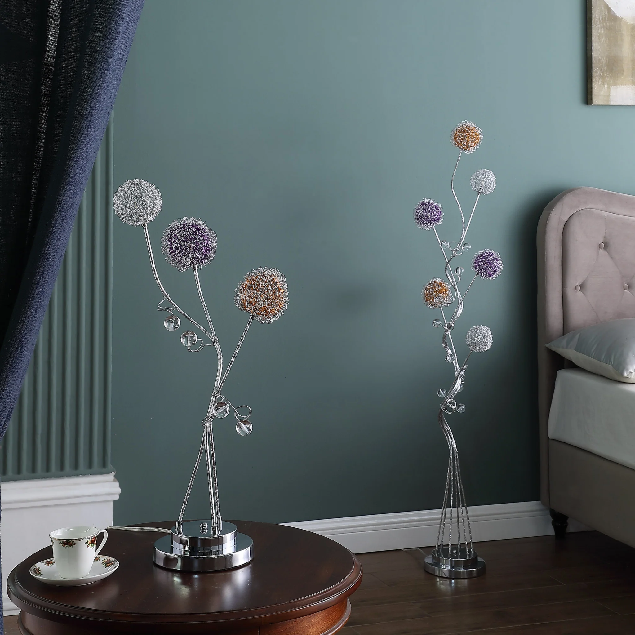 59" Steel Six Light LED Novelty Floor Lamp With Colorful Funky Floral Shades By Homeroots - Image 5