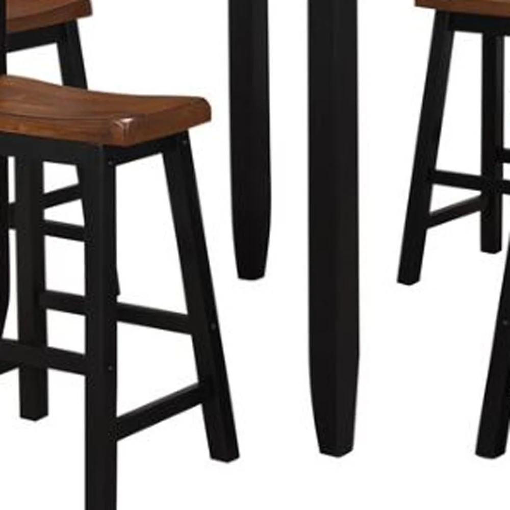 5Pc Oak Black Rubber Wood Counter Height Set By Homeroots - Image 5