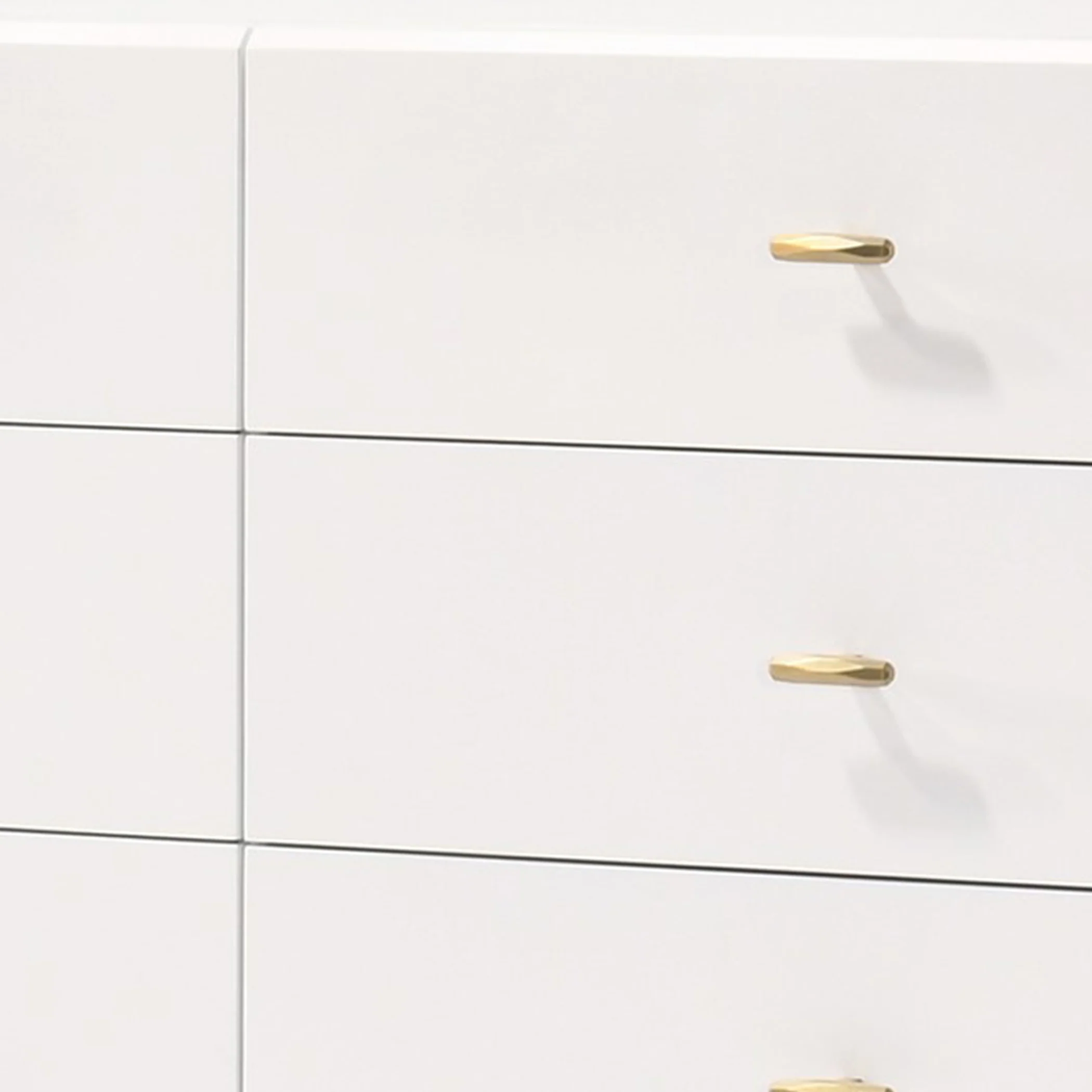 6 Drawer Wooden Dresser with Metal Hairpin Legs, White and Gold By Benzara - Image 2