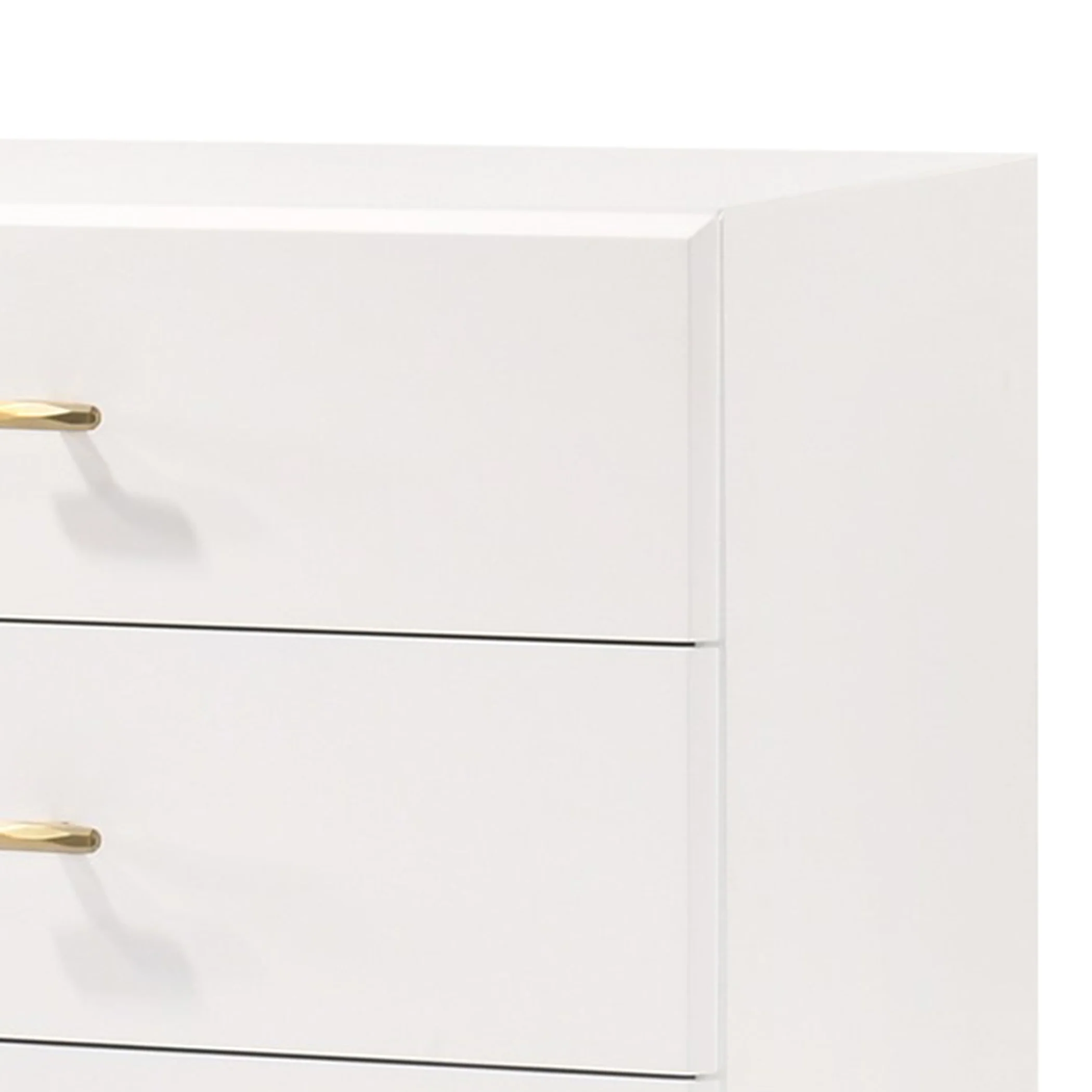 6 Drawer Wooden Dresser with Metal Hairpin Legs, White and Gold By Benzara - Image 4