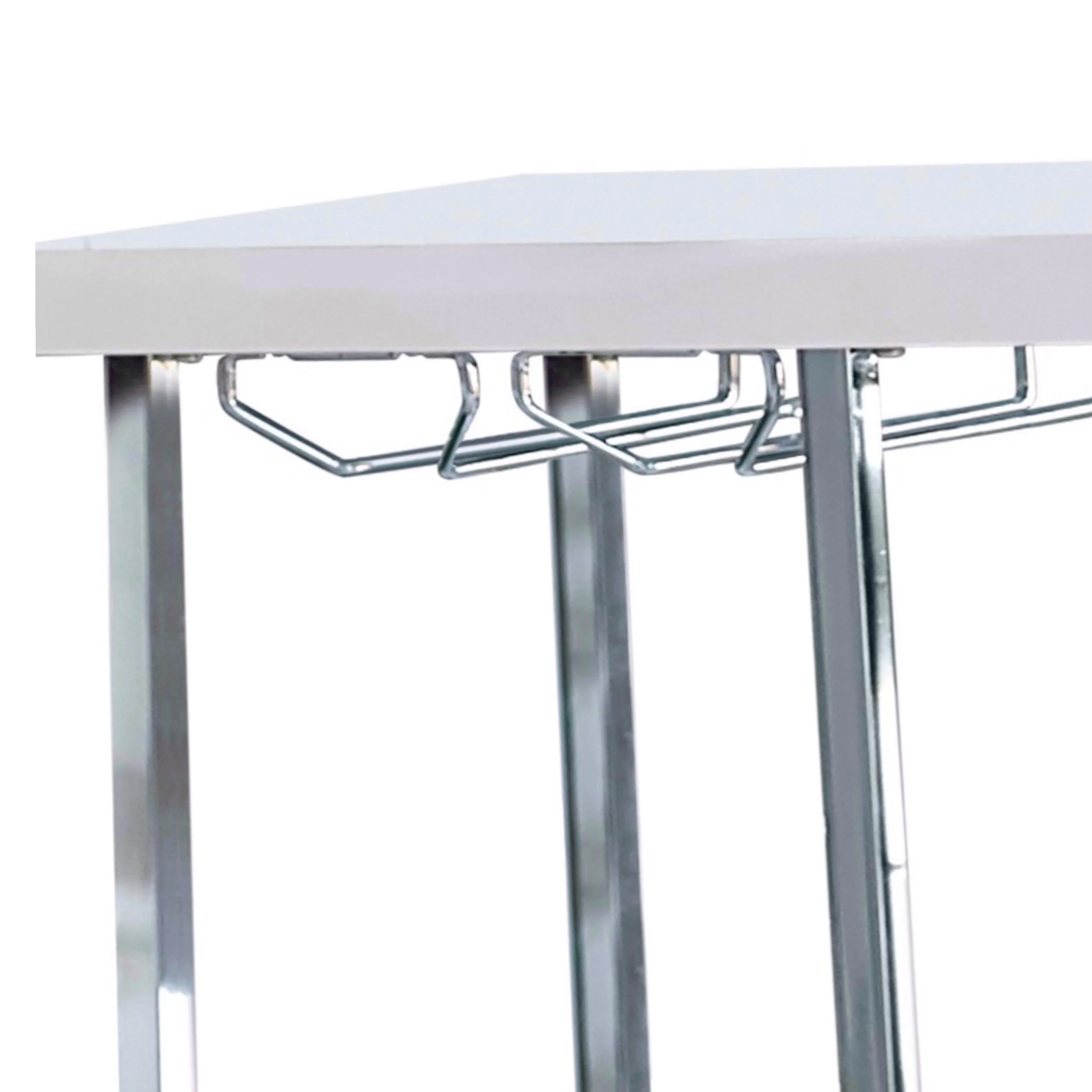 6 Glass Shelf Metal Frame Bar Cabinet With Power Outlet Clear And Chrome By Benzara - Image 4