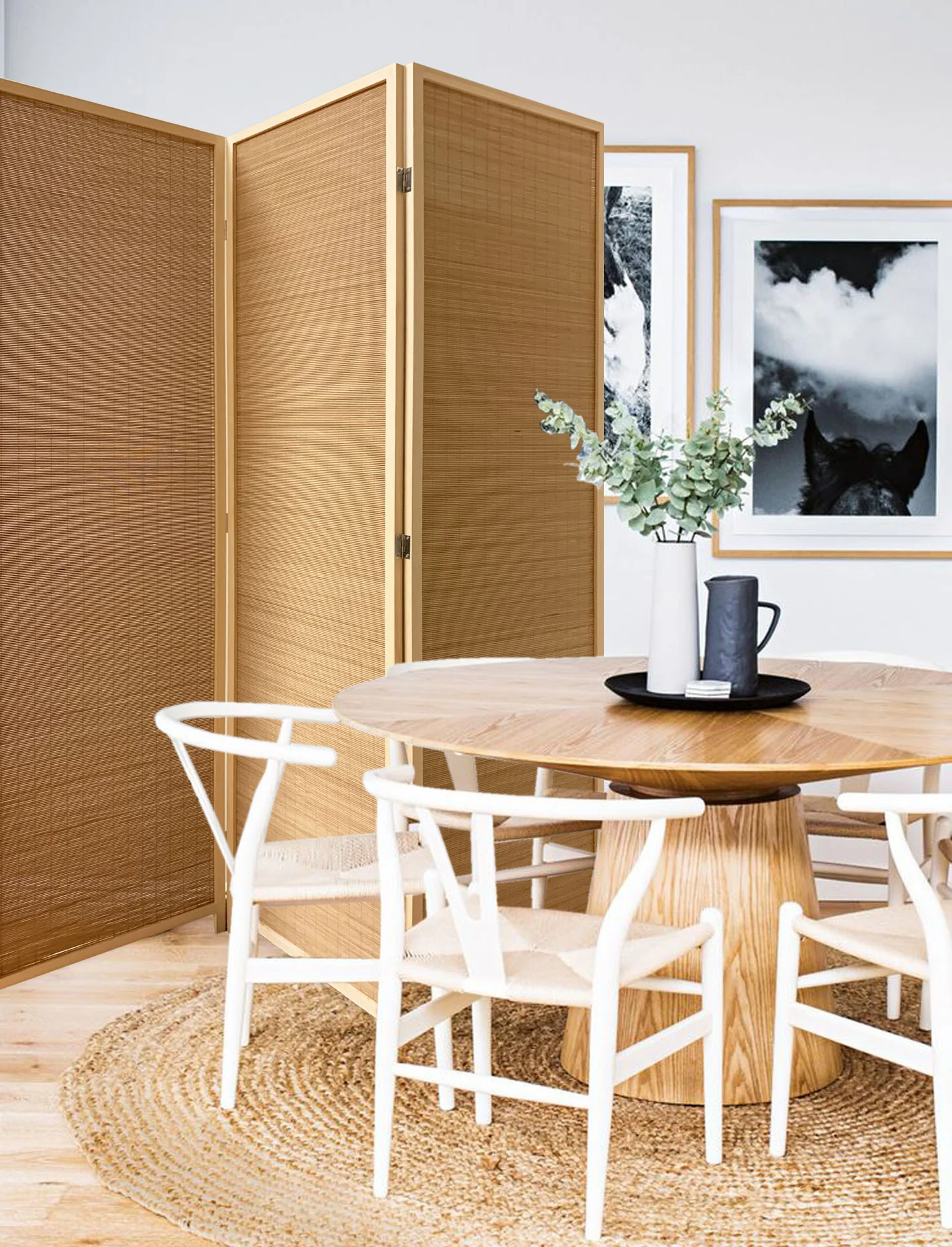 6" Light Bamboo 3 Panel Room Divider Screen By Homeroots - Image 5