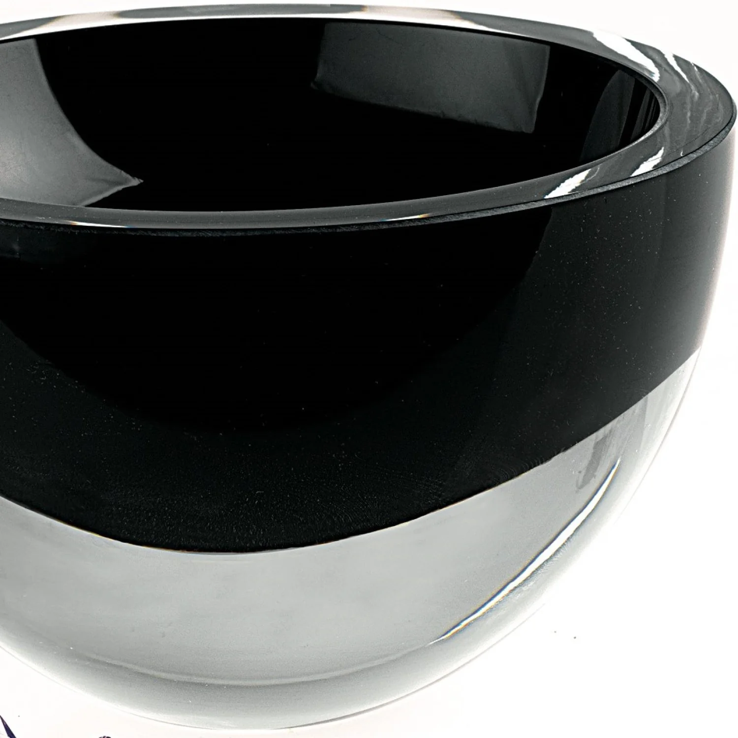 6 Mouth Blown Crystal European Made Lead Free Jet Black Bowl By Homeroots - Image 3