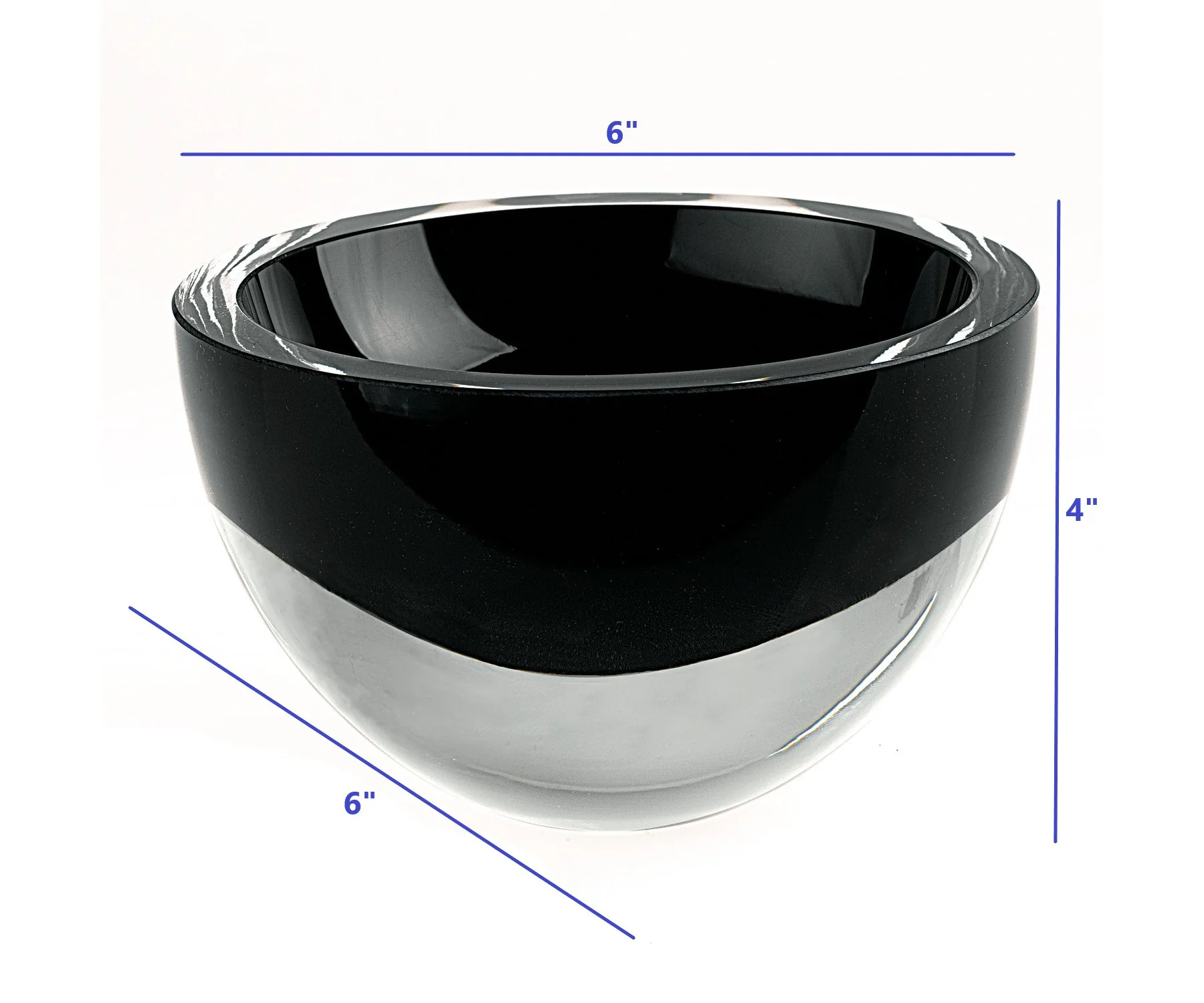 6 Mouth Blown Crystal European Made Lead Free Jet Black Bowl By Homeroots - Image 4