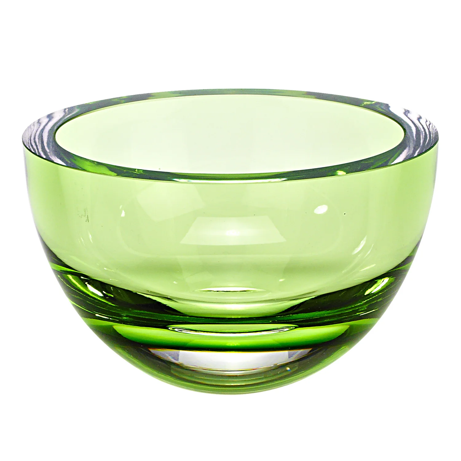6 Mouth Blown Crystal European Made Lead Free Spring Green Bowl By Homeroots - Image 2