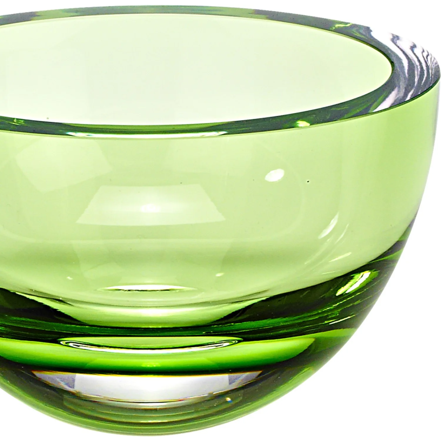 6 Mouth Blown Crystal European Made Lead Free Spring Green Bowl By Homeroots - Image 3