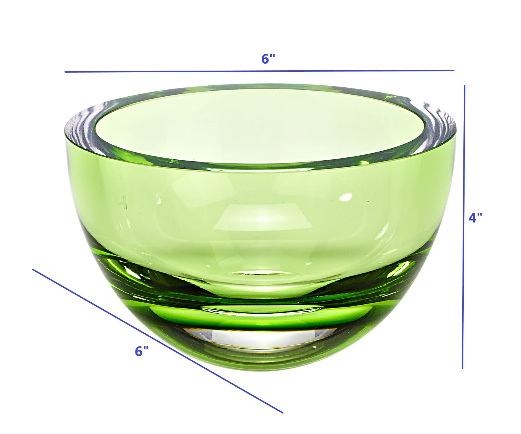 6 Mouth Blown Crystal European Made Lead Free Spring Green Bowl By Homeroots - Image 4