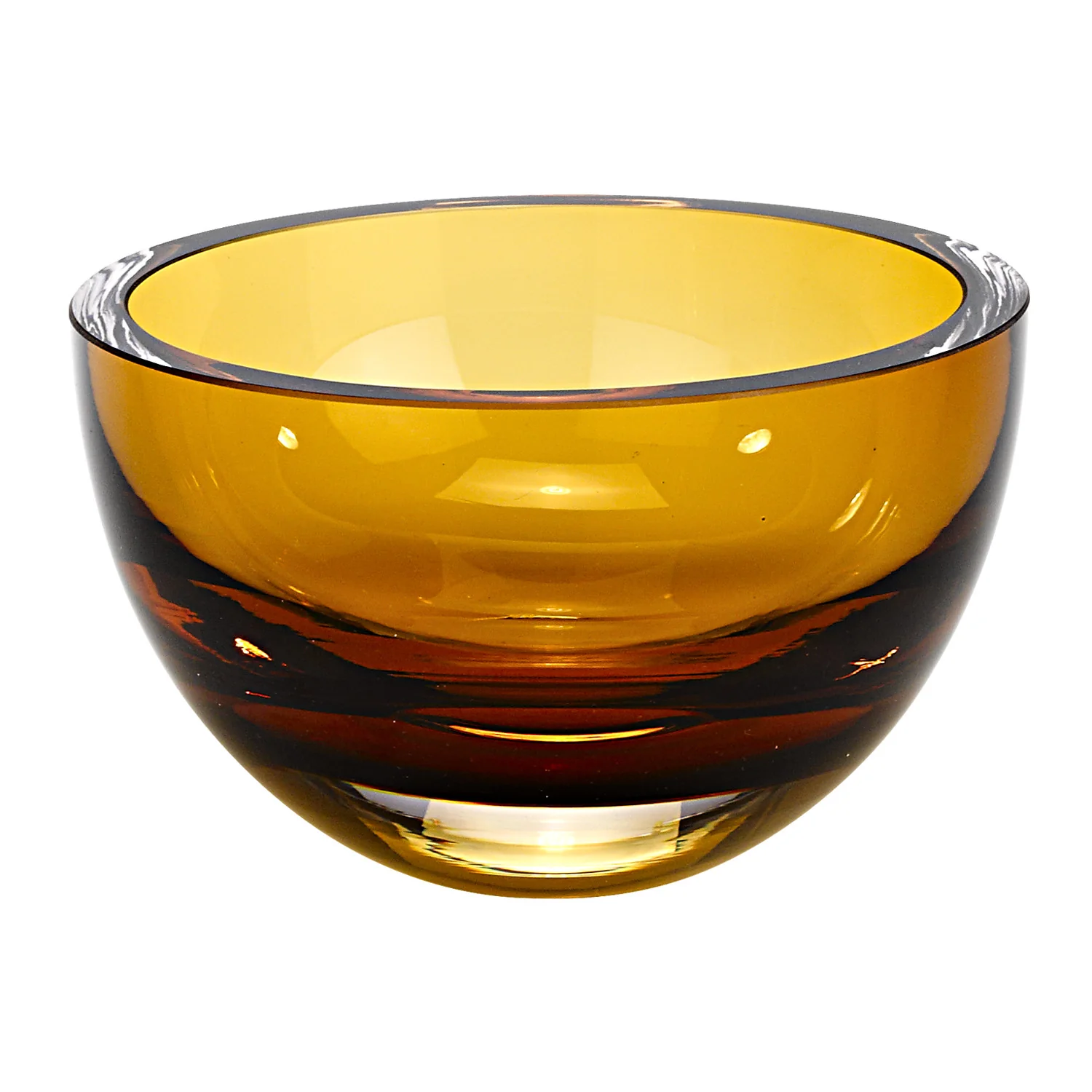 6 Mouth Blown European Made Lead Free Amber Crystal Bowl By Homeroots - Image 2