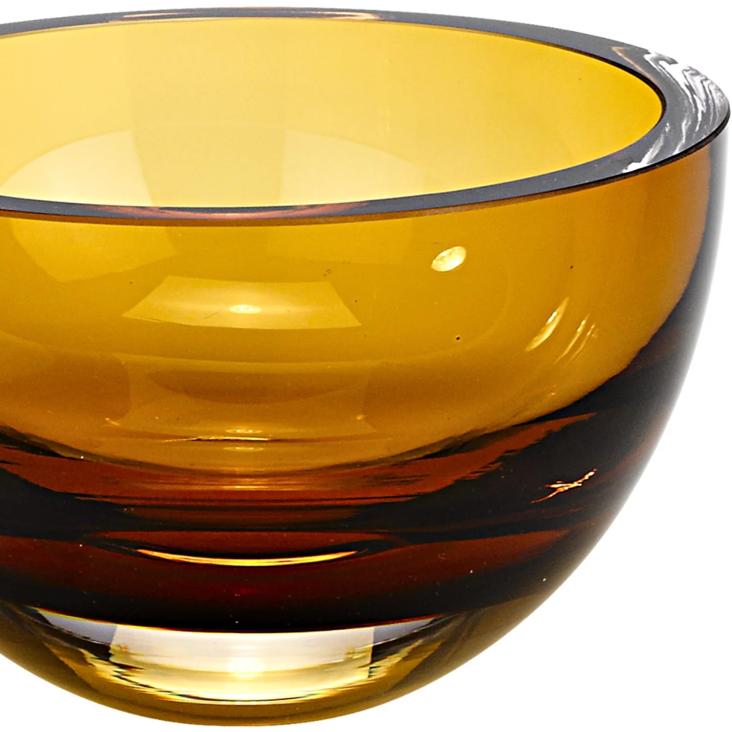 6 Mouth Blown European Made Lead Free Amber Crystal Bowl By Homeroots - Image 3