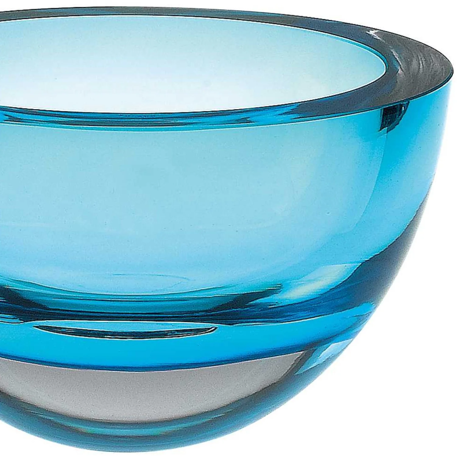 6 Mouth Blown European Made Lead Free Aqua Blue Crystal Bowl By Homeroots - Image 3