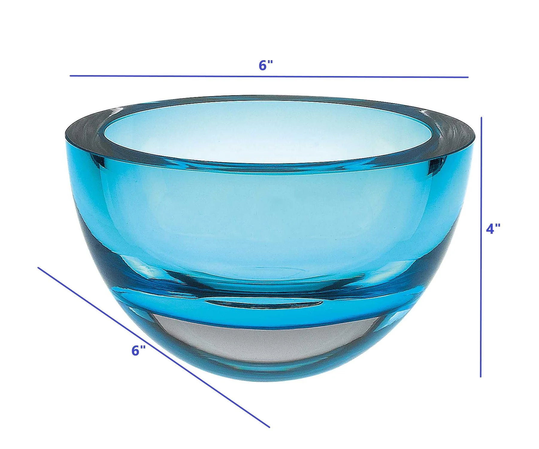 6 Mouth Blown European Made Lead Free Aqua Blue Crystal Bowl By Homeroots - Image 4