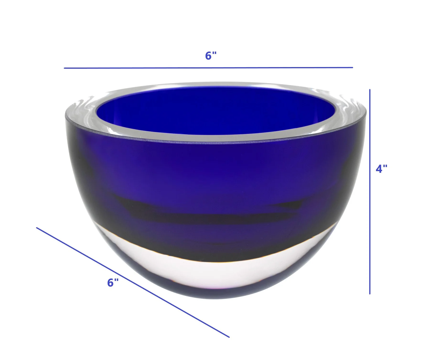 6 Mouth Blown European Made Lead Free Cobalt Blue Crystal Bowl By Homeroots - Image 4