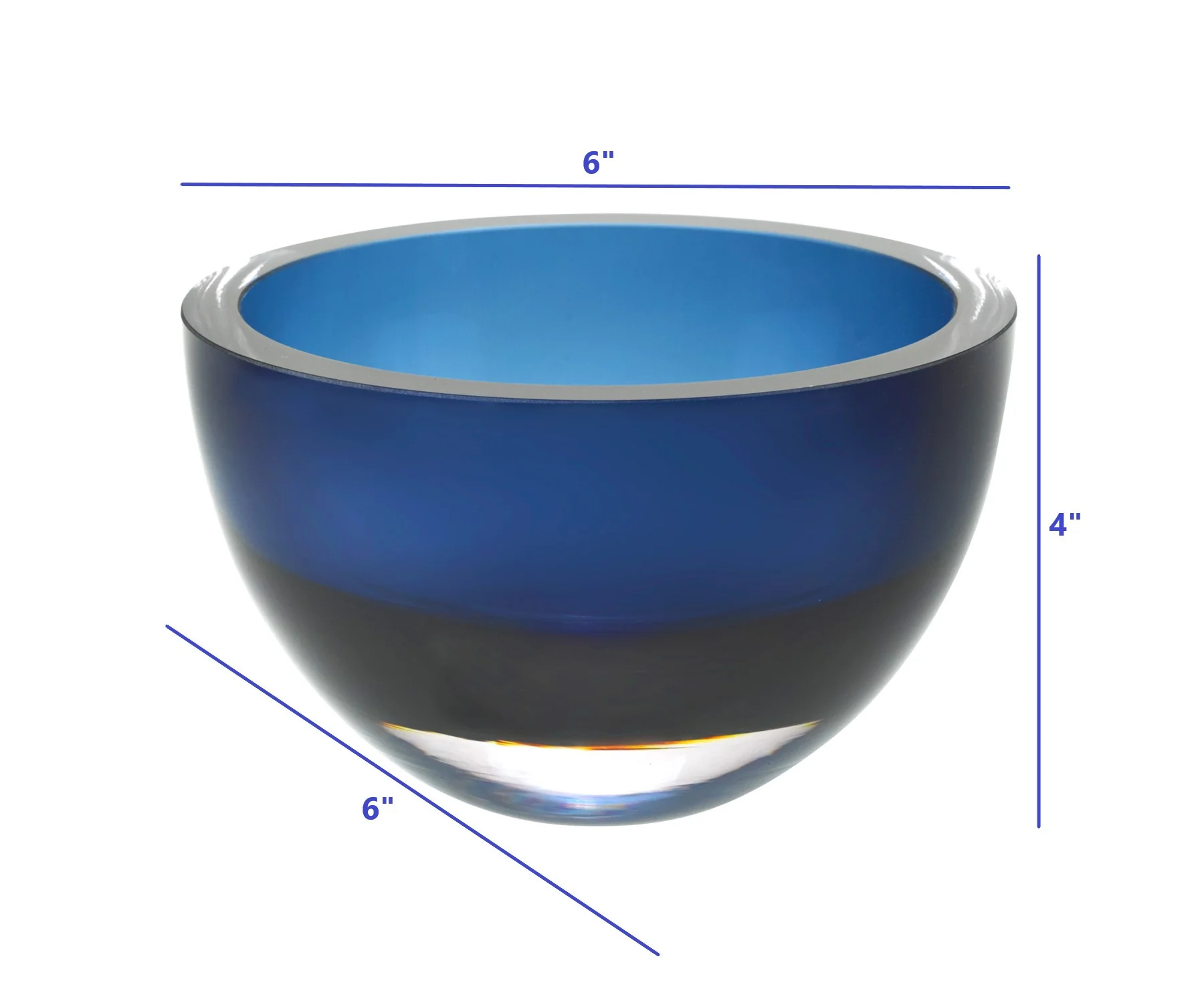 6 Mouth Blown European Made Lead Free Midnight Blue Crystal Bowl By Homeroots - Image 4