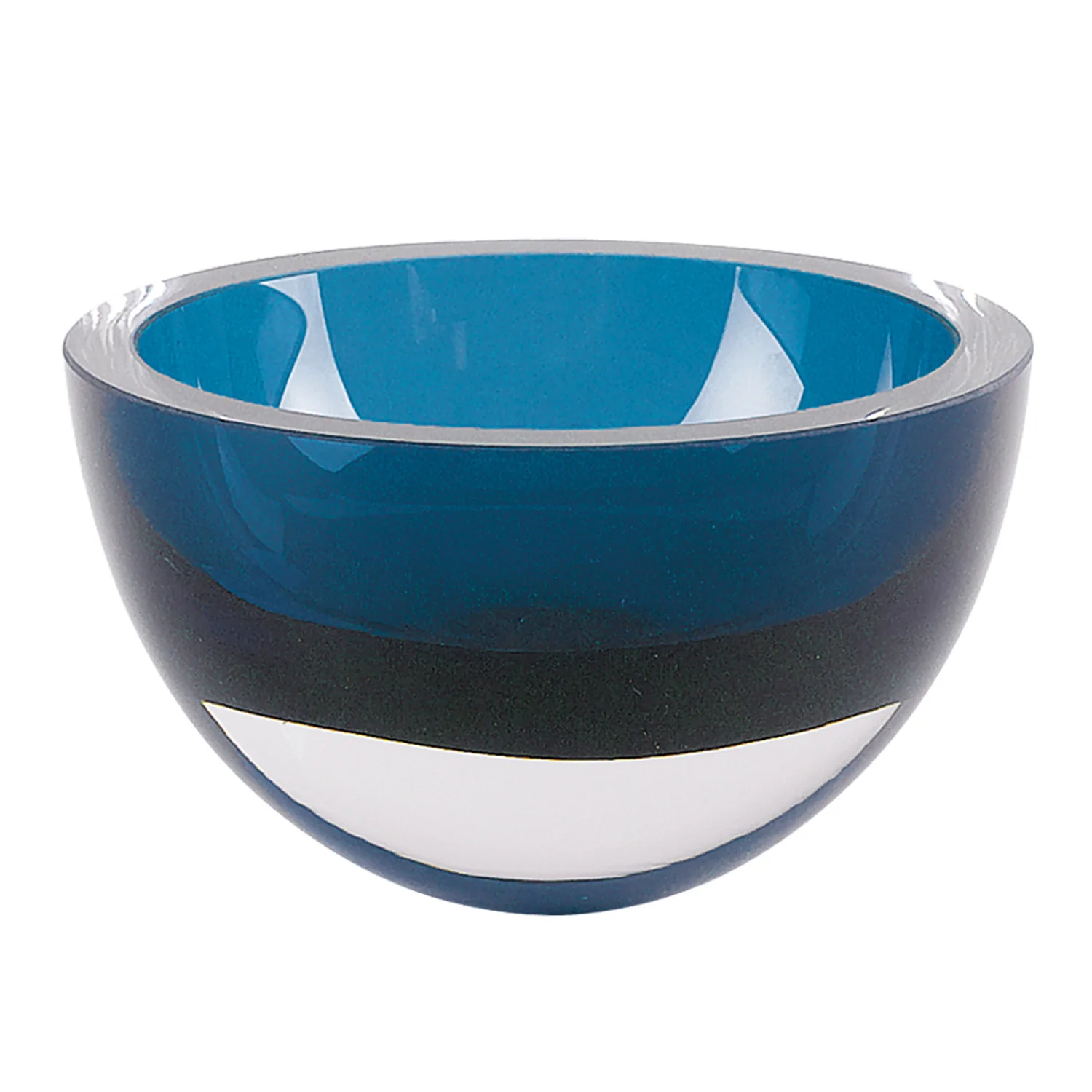 6 Mouth Blown European Made Lead Free Peacock Blue Crystal Bowl By Homeroots - Image 2