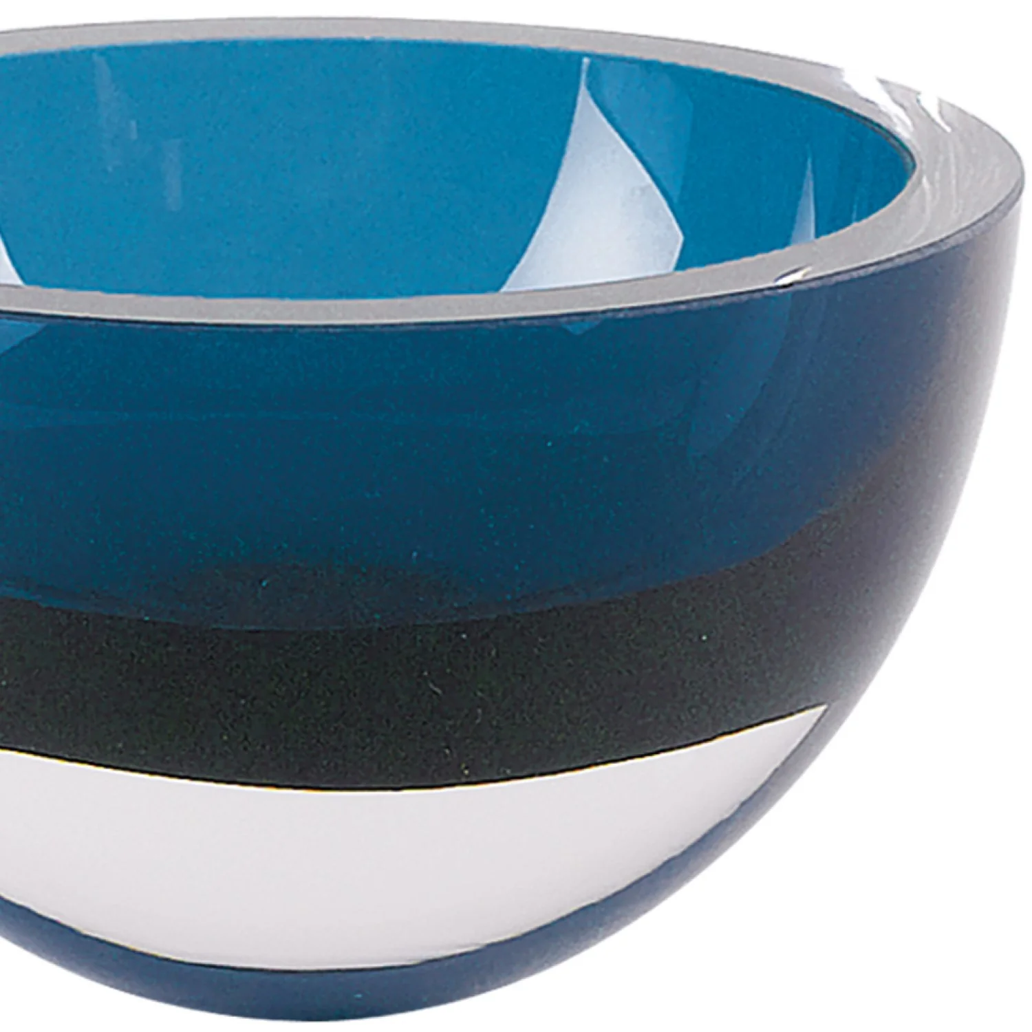 6 Mouth Blown European Made Lead Free Peacock Blue Crystal Bowl By Homeroots - Image 3