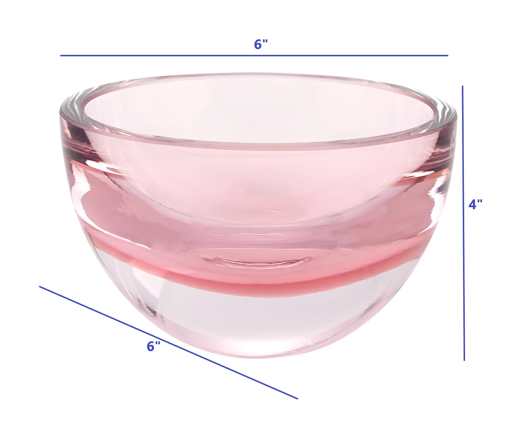 6 Mouth Blown European Made Lead Free Pink Crystal Bowl By Homeroots - Image 4