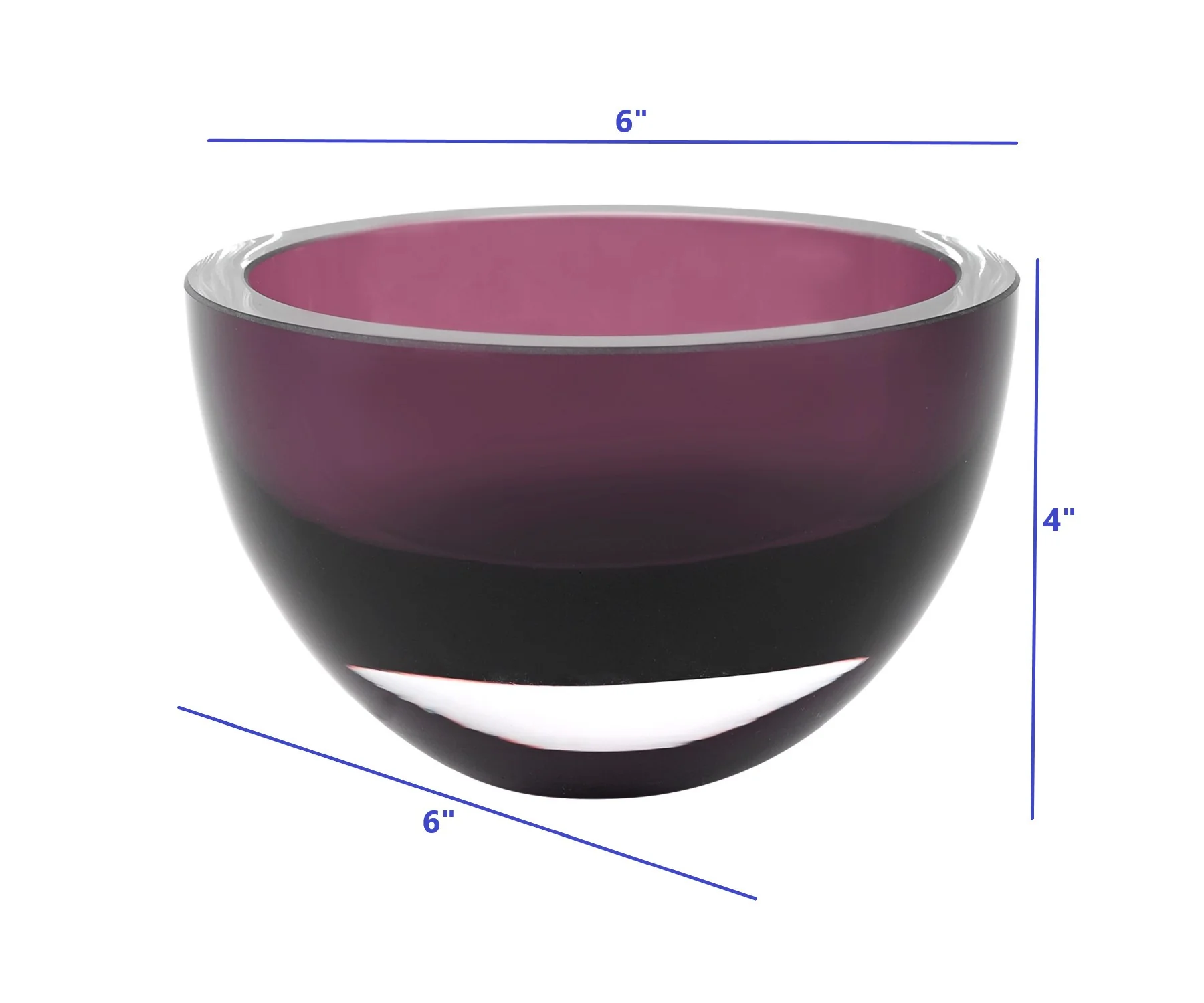 6 Mouth Blown European Made Lead Free Purple Crystal Bowl By Homeroots - Image 4