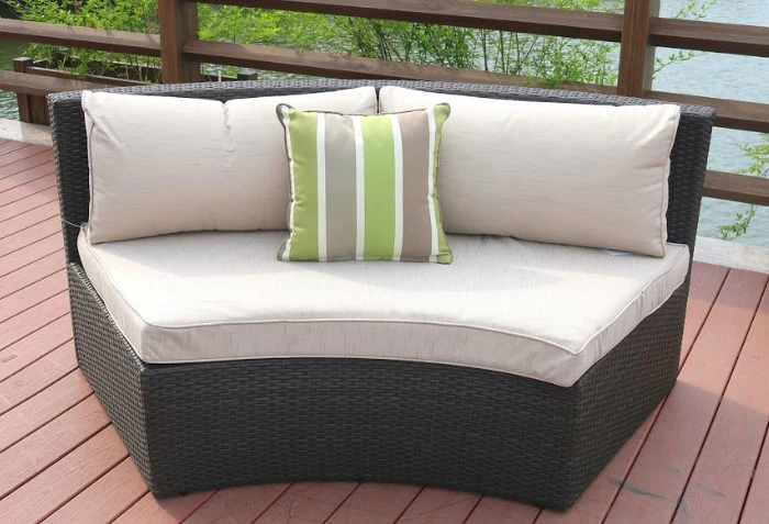 6 Piece Black Half Moon Outdoor Sectional Set with Ice Bucket By Homeroots - Image 3