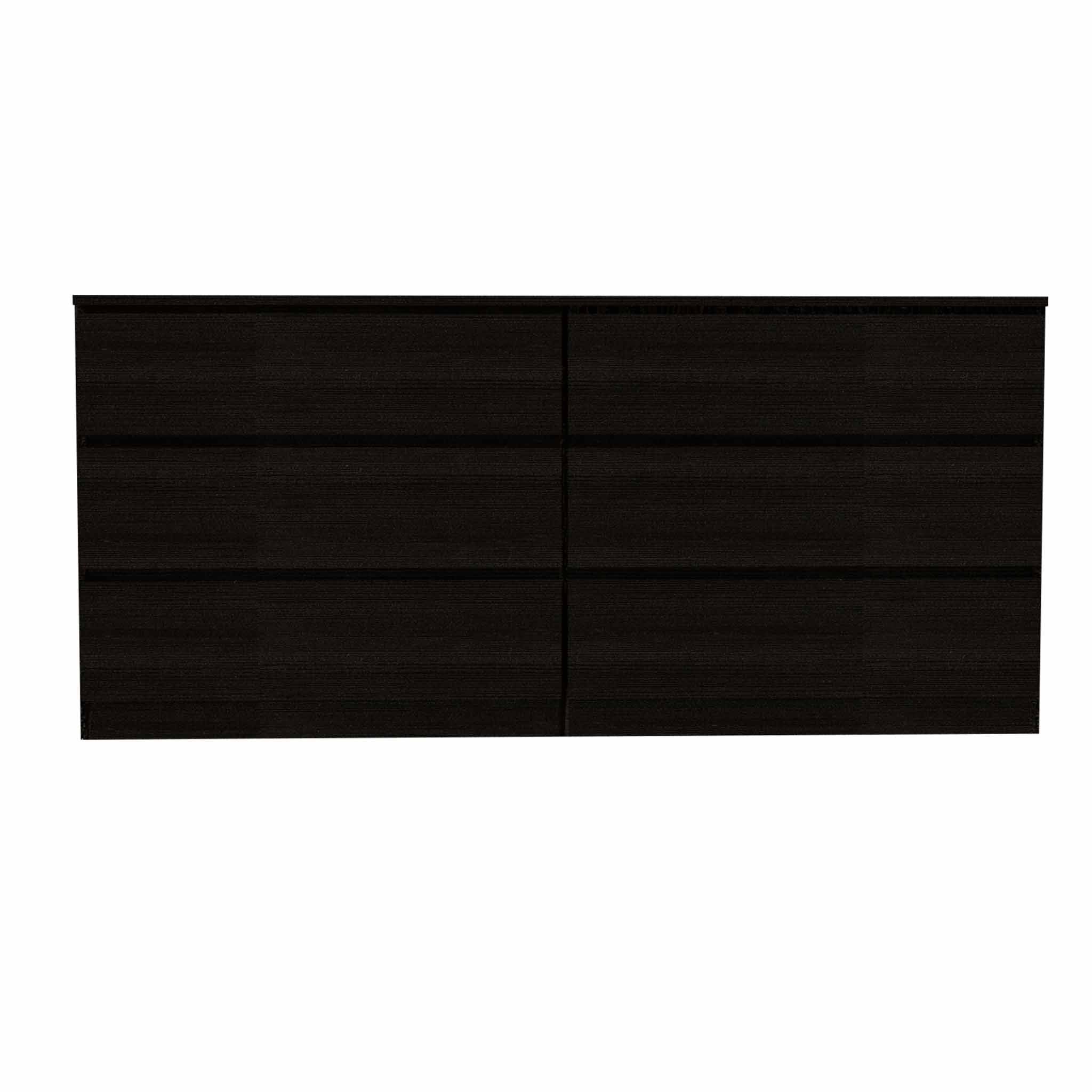60" Black Six Drawer Double Dresser By Homeroots - Image 2