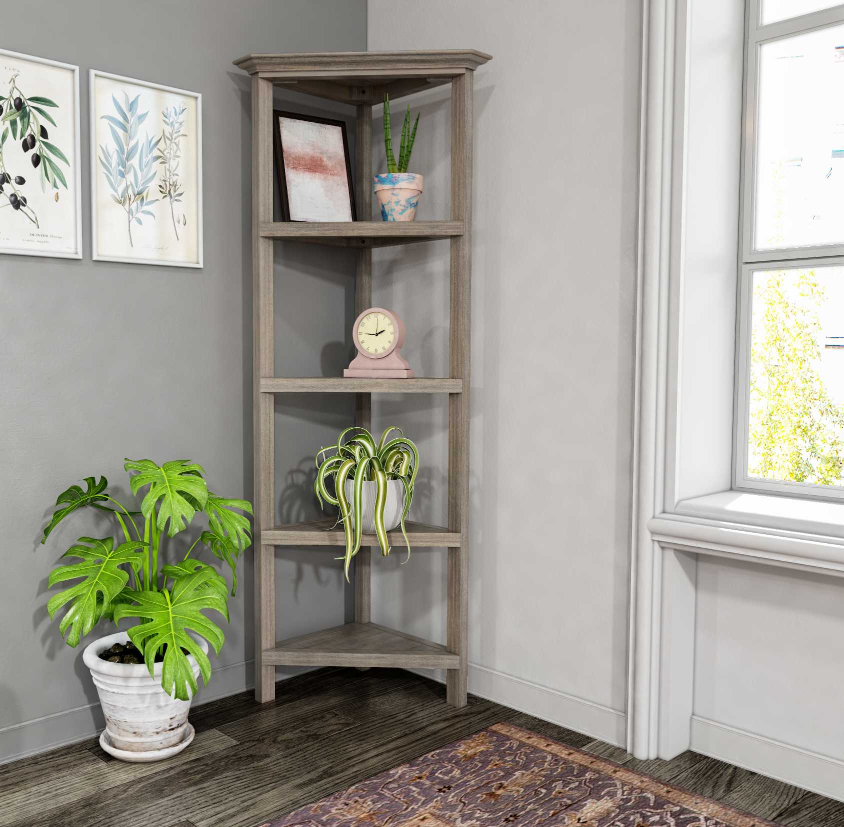 60" Bookcase with 2 Shelves in Washed Grey By Homeroots - 379943 - Image 5