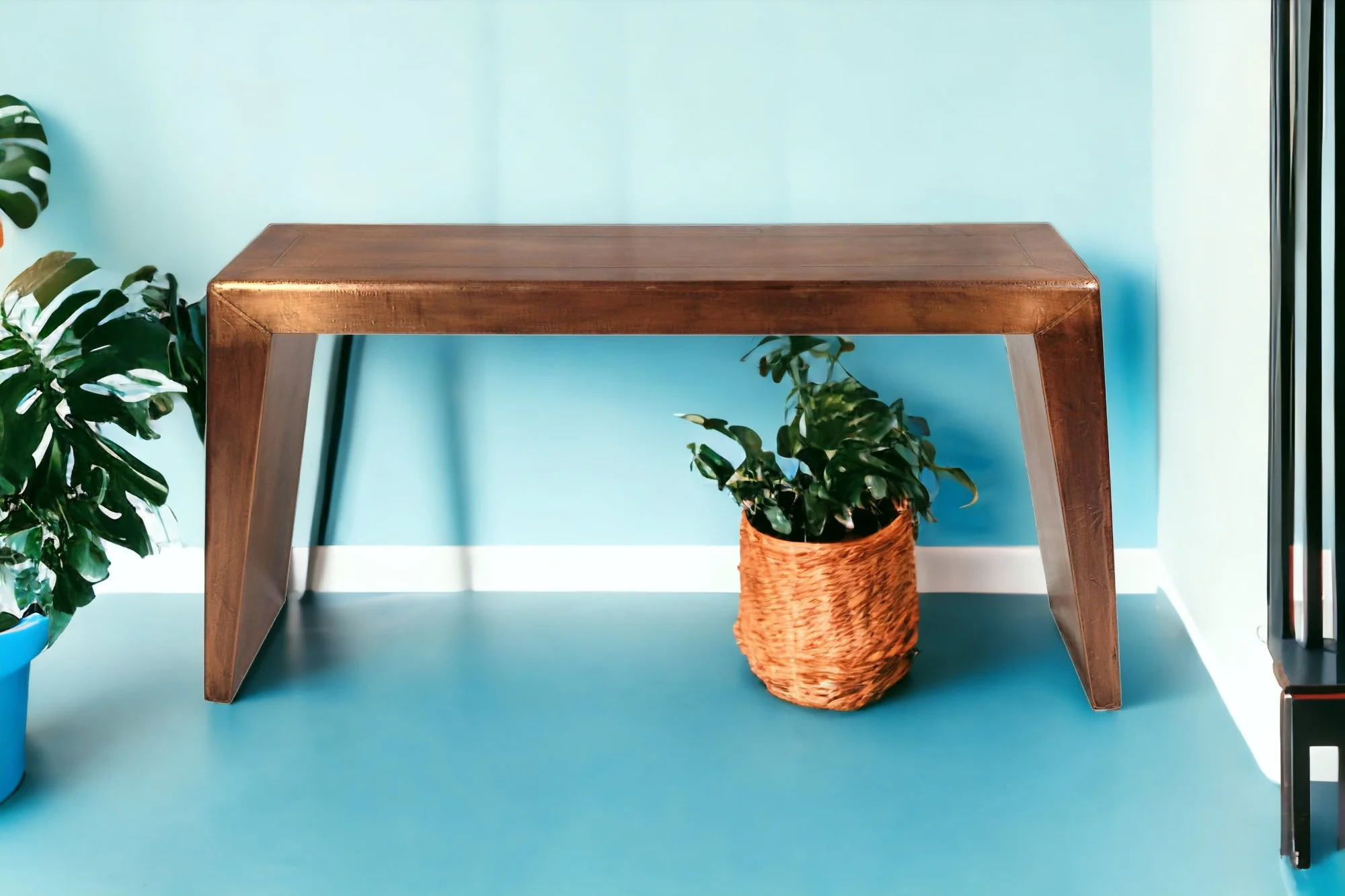 60" Copper Aluminum Sled Console Table By Homeroots - Image 4