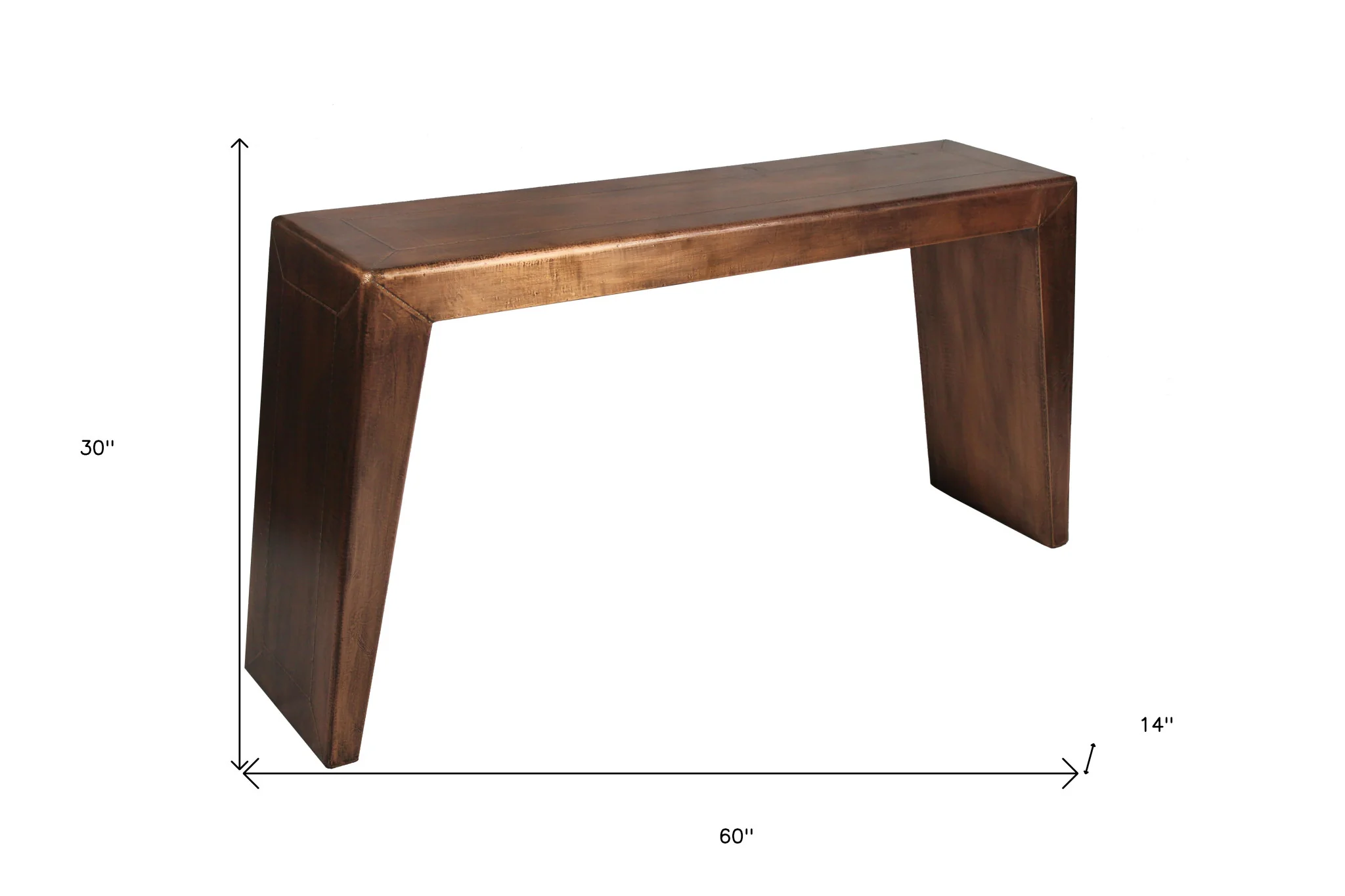 60" Copper Aluminum Sled Console Table By Homeroots - Image 7
