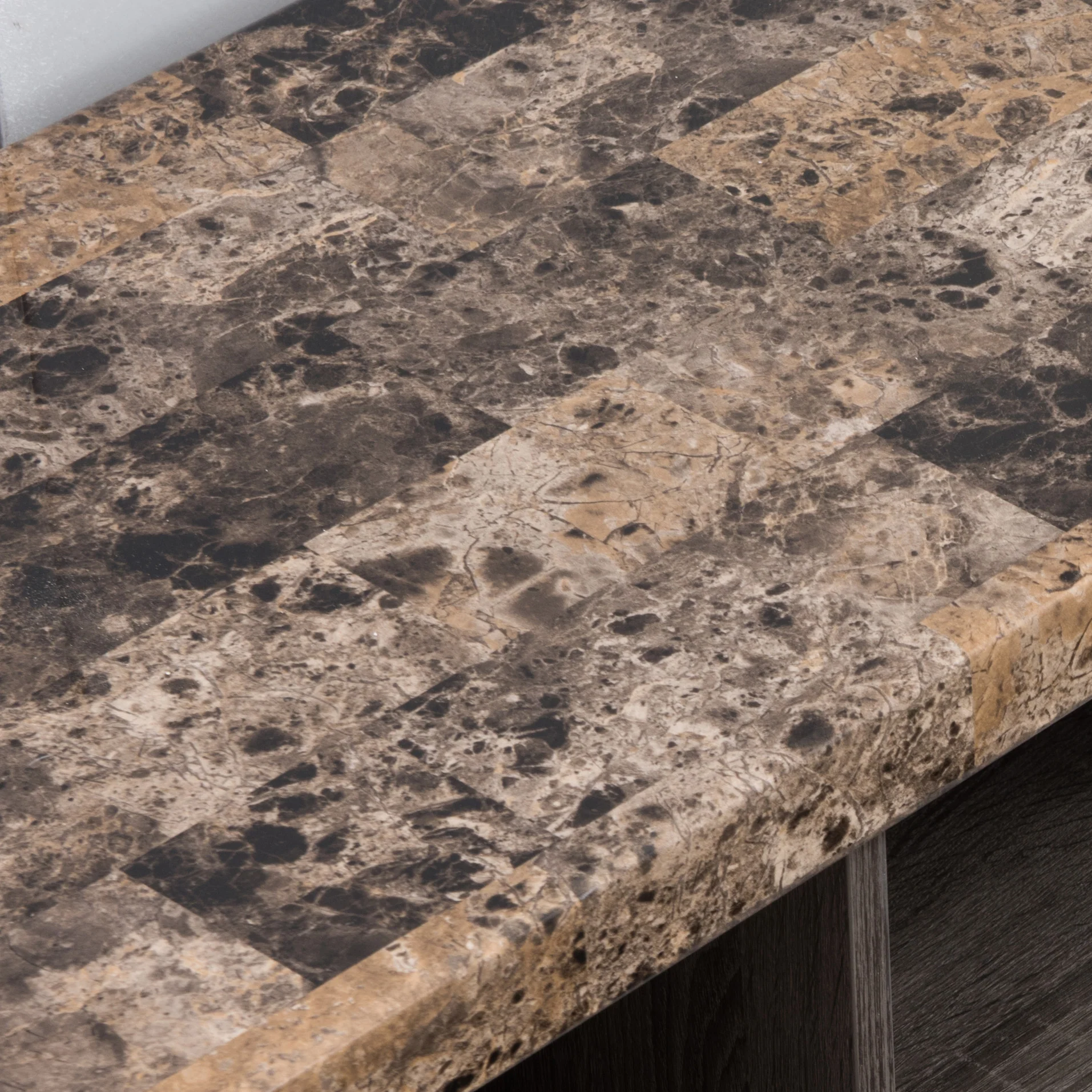 60" Dark Grey Faux Marble And Manufactured Wood Cabinet Enclosed Storage TV Stand By Homeroots - Image 4