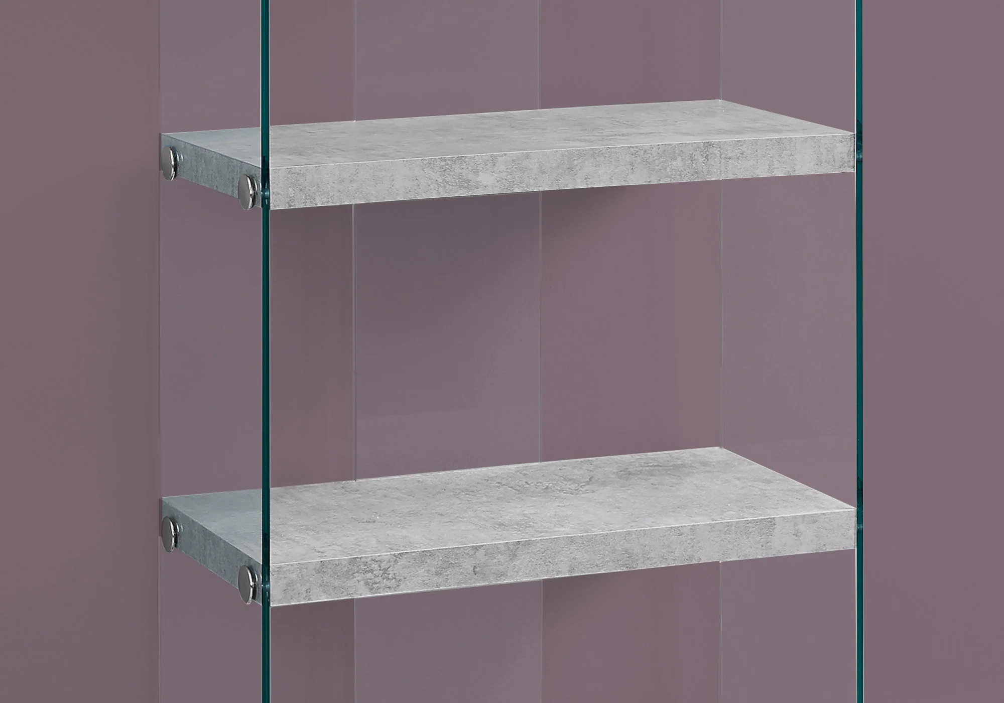 60" Grey Cement Particle Board and Clear Tempered Glass Bookcase By Homeroots - Image 3