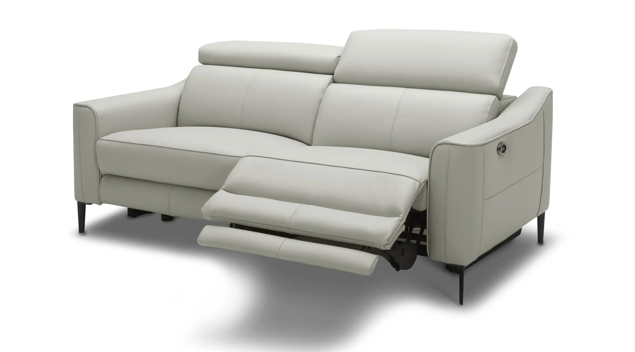 60" Grey Genuine Leather And Black Power Reclining Love Seat with USB By Homeroots - Image 2