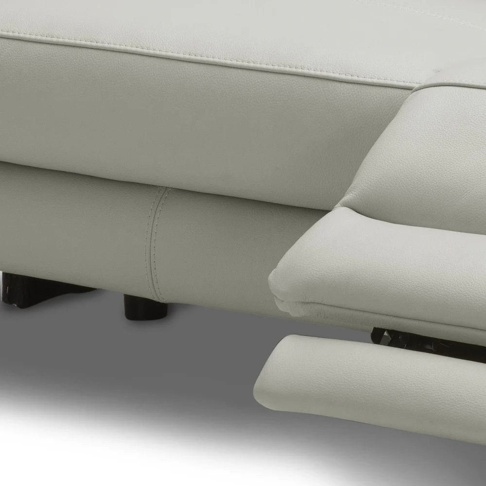 60" Grey Genuine Leather And Black Power Reclining Love Seat with USB By Homeroots - Image 4