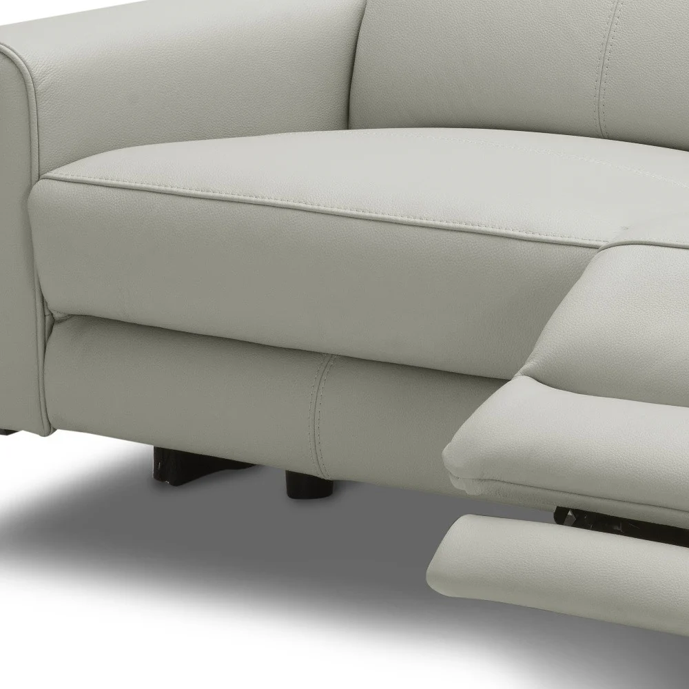 60" Grey Genuine Leather And Black Power Reclining Love Seat with USB By Homeroots - Image 5