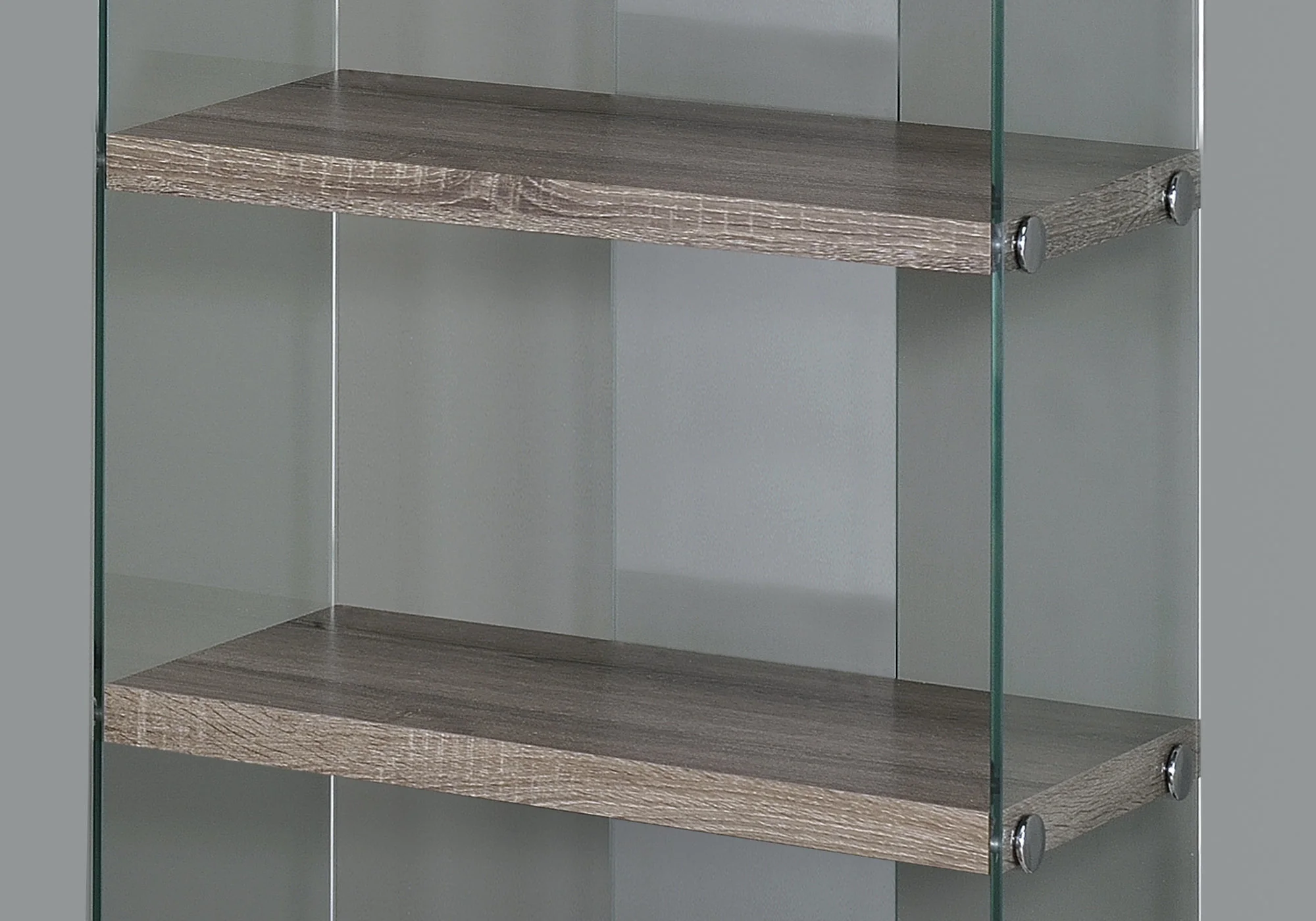 60" Particle Board and Clear Tempered Glass Bookcase By Homeroots - Image 3