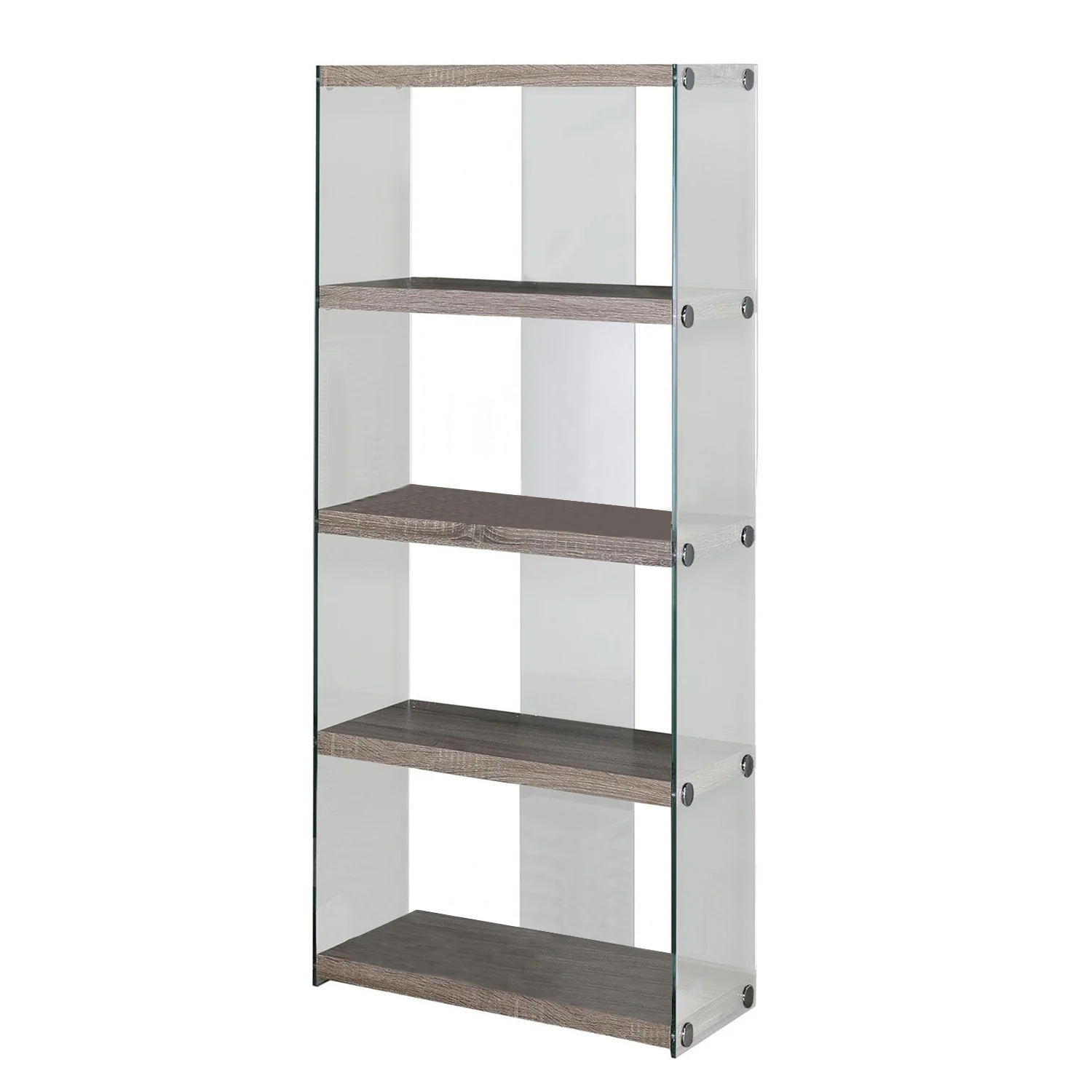 60" Particle Board and Clear Tempered Glass Bookcase By Homeroots - Image 6