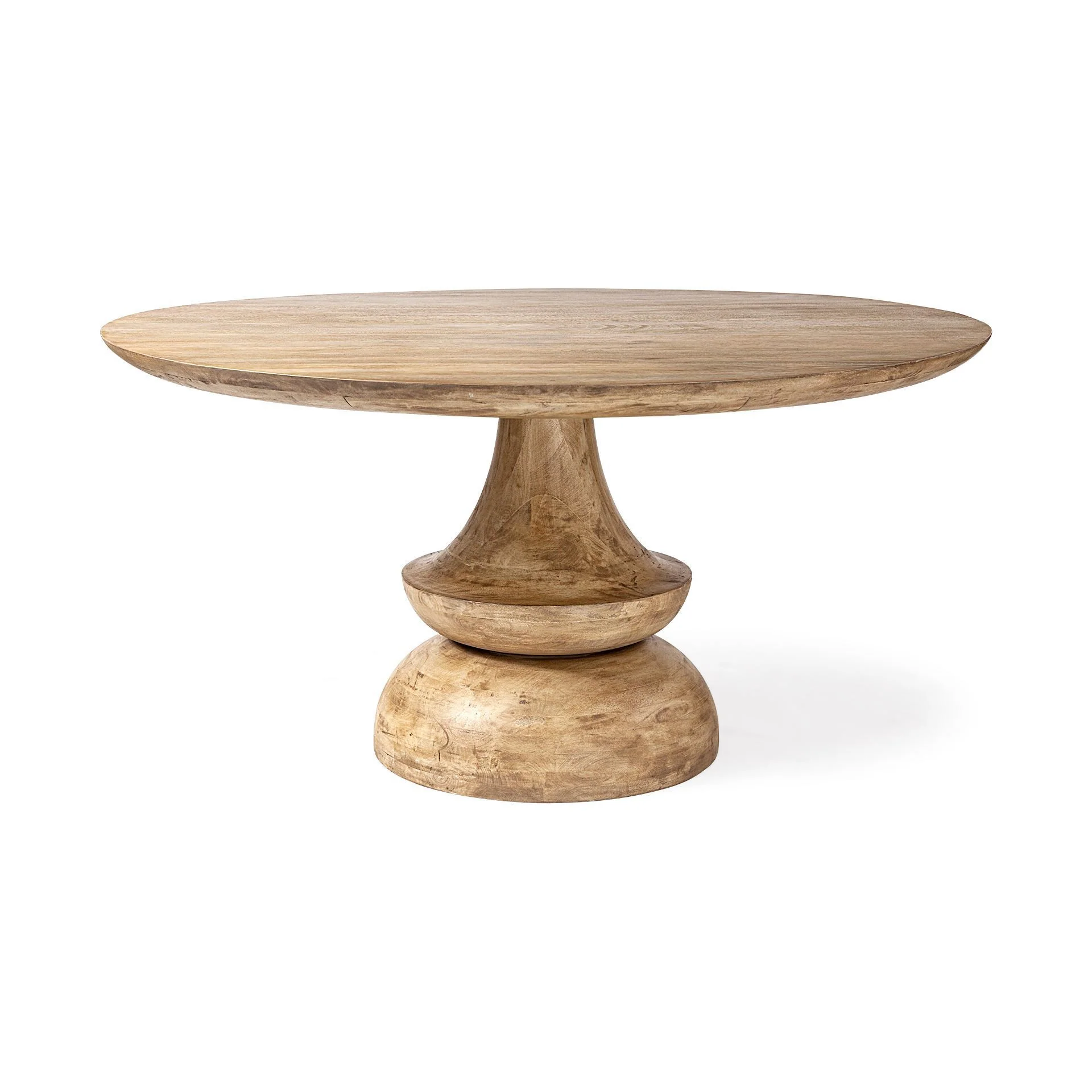 60' Round Blonde Solid Wood And Base Dining Table By Homeroots - Image 2