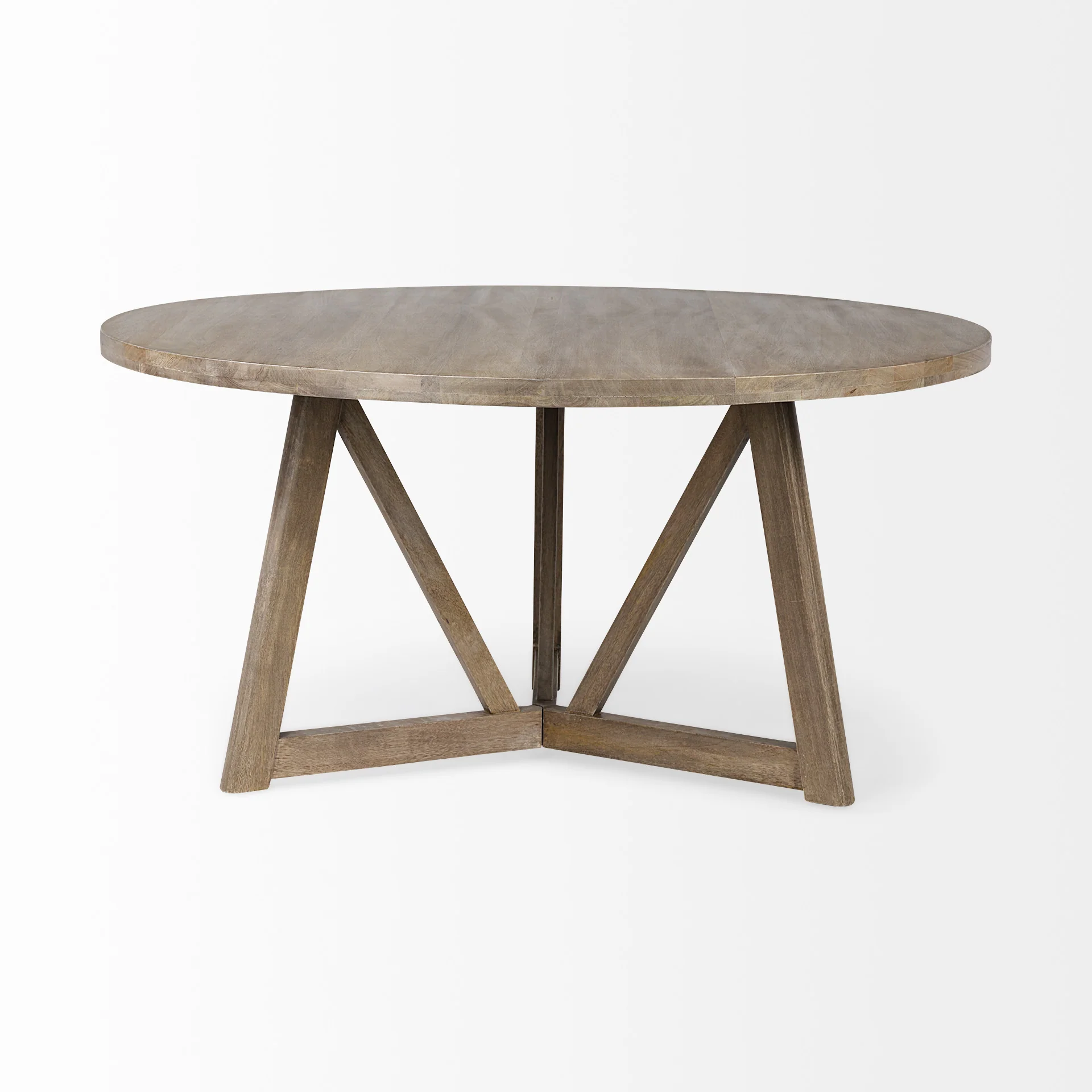 60' Round Brown Solid Wood Top And Base Dining Table By Homeroots - 380461 - Image 2