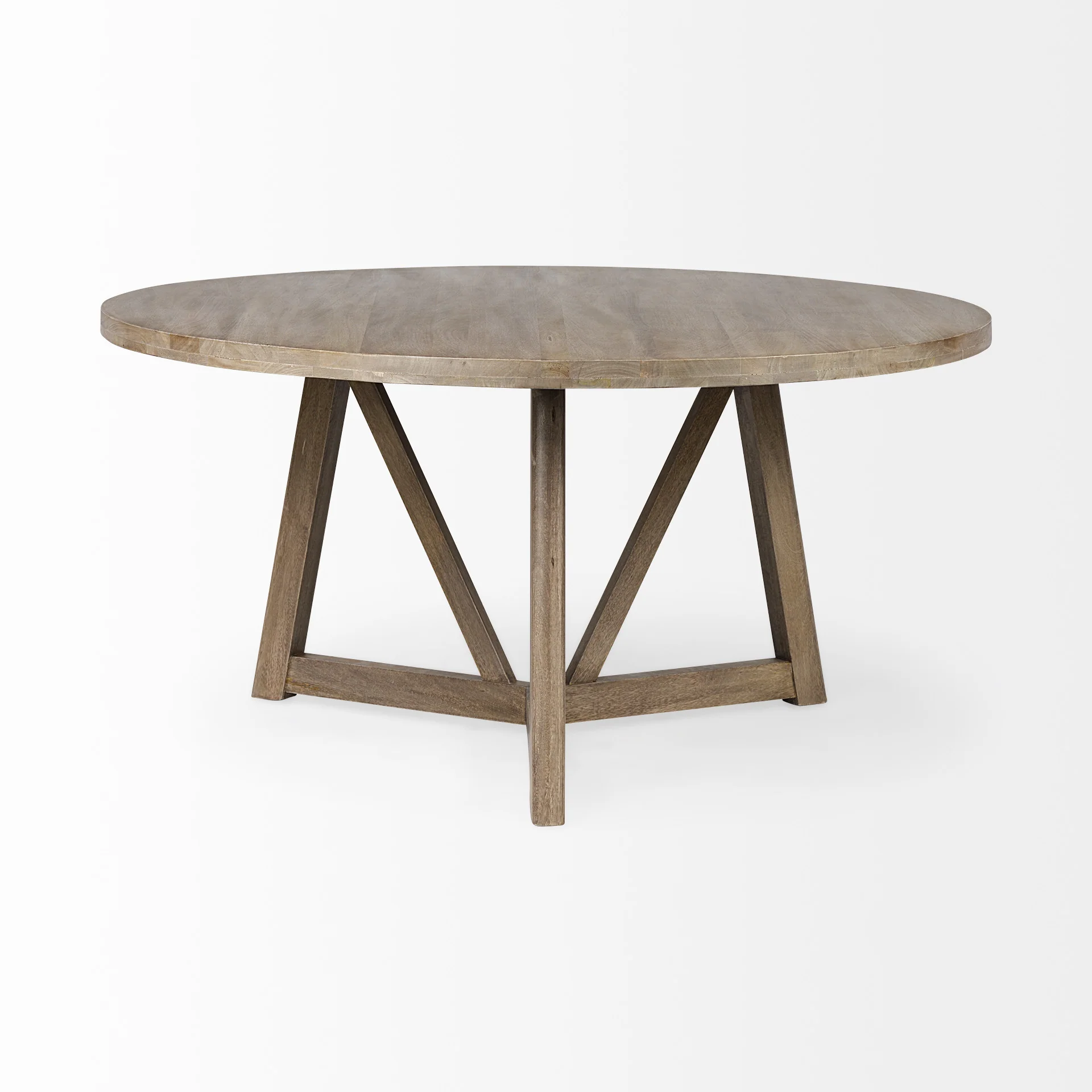 60' Round Brown Solid Wood Top And Base Dining Table By Homeroots - 380461 - Image 3