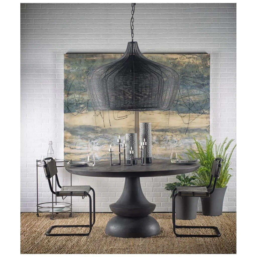 60' Round Charcoal Gray Solid Wood Table Top And Base Dining Table By Homeroots - Image 2