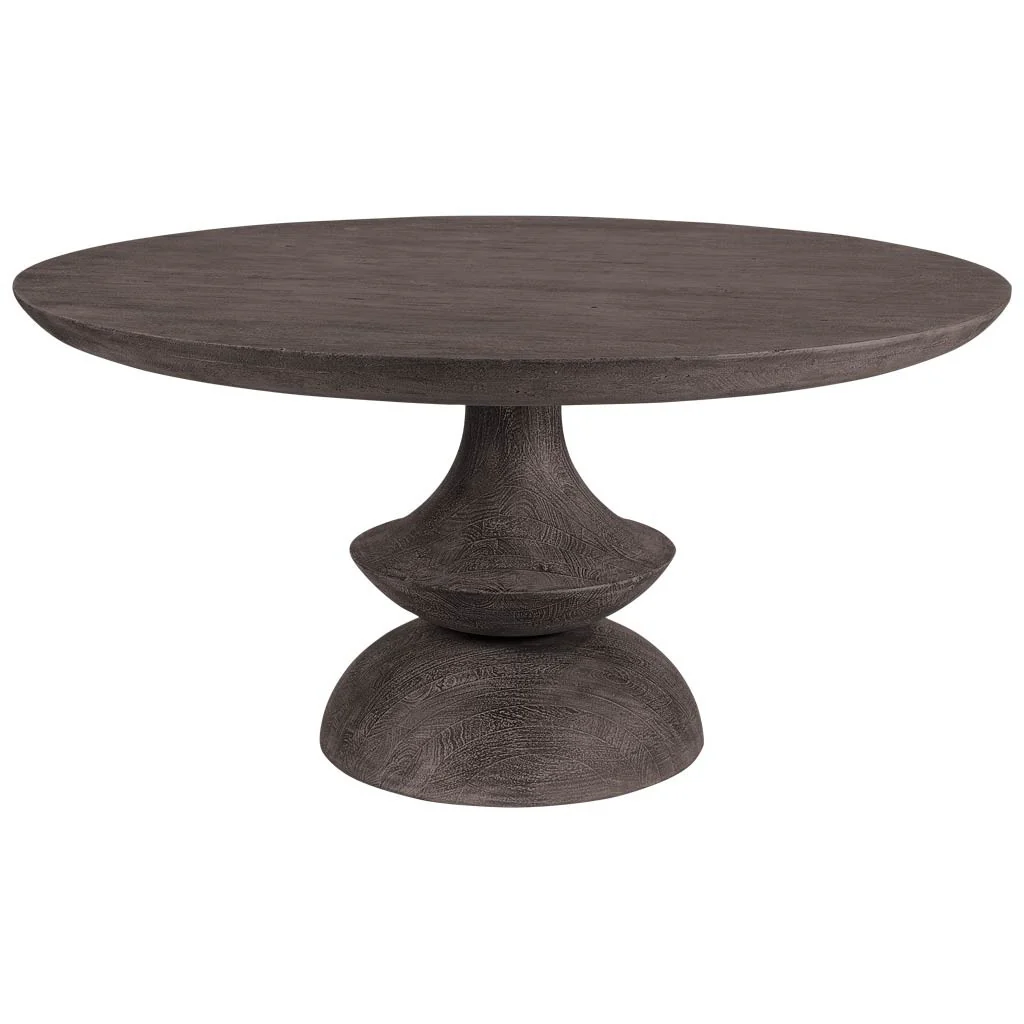 60' Round Charcoal Gray Solid Wood Table Top And Base Dining Table By Homeroots - Image 3