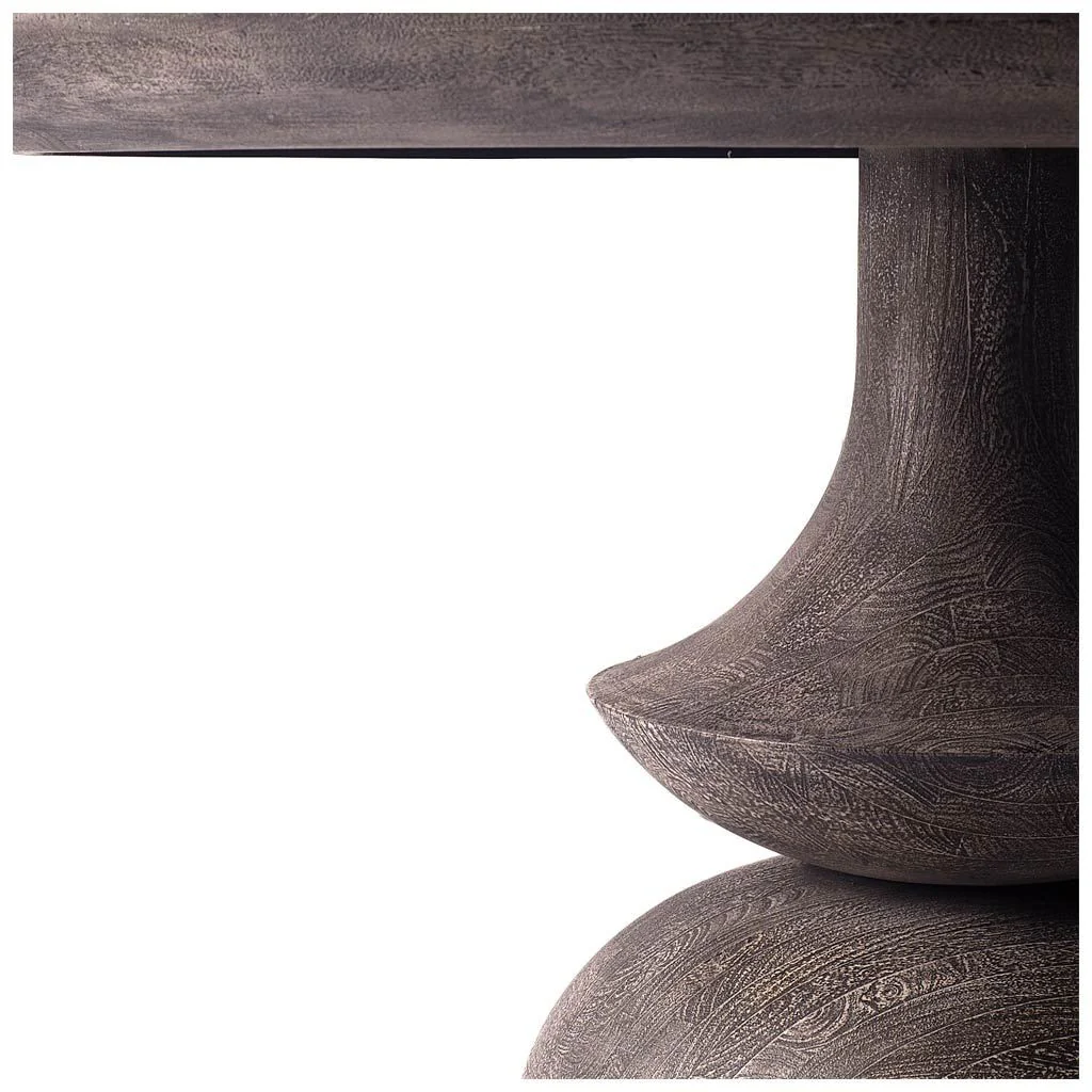 60' Round Charcoal Gray Solid Wood Table Top And Base Dining Table By Homeroots - Image 4