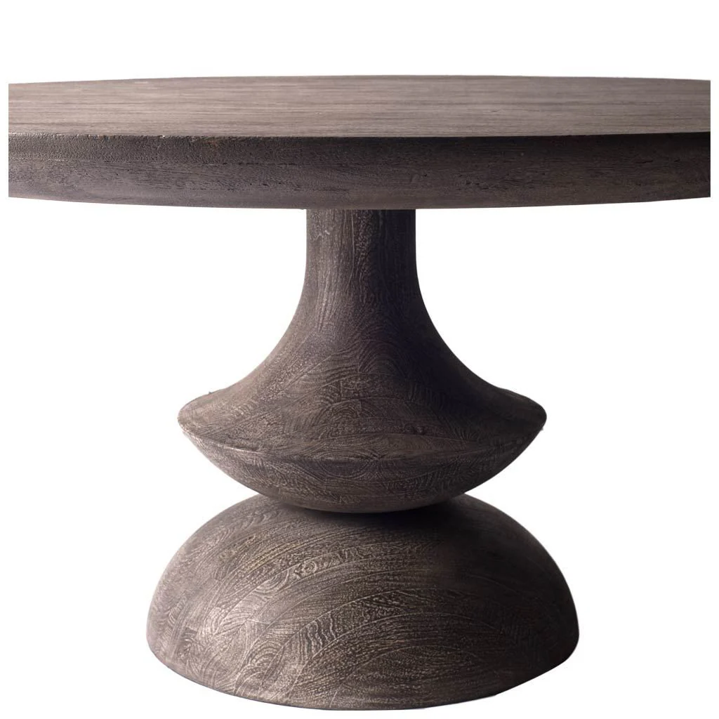 60' Round Charcoal Gray Solid Wood Table Top And Base Dining Table By Homeroots - Image 6