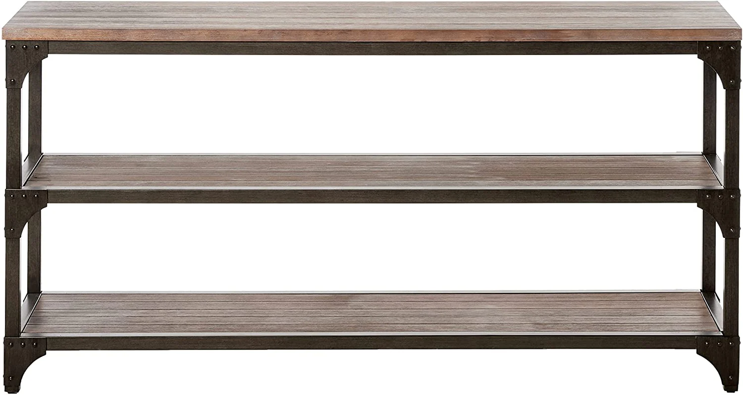 60' Rustic Weathered Oak Console Storage Table By Homeroots - Image 2