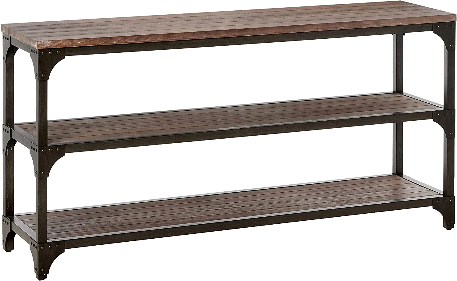 60' Rustic Weathered Oak Console Storage Table By Homeroots - Image 3