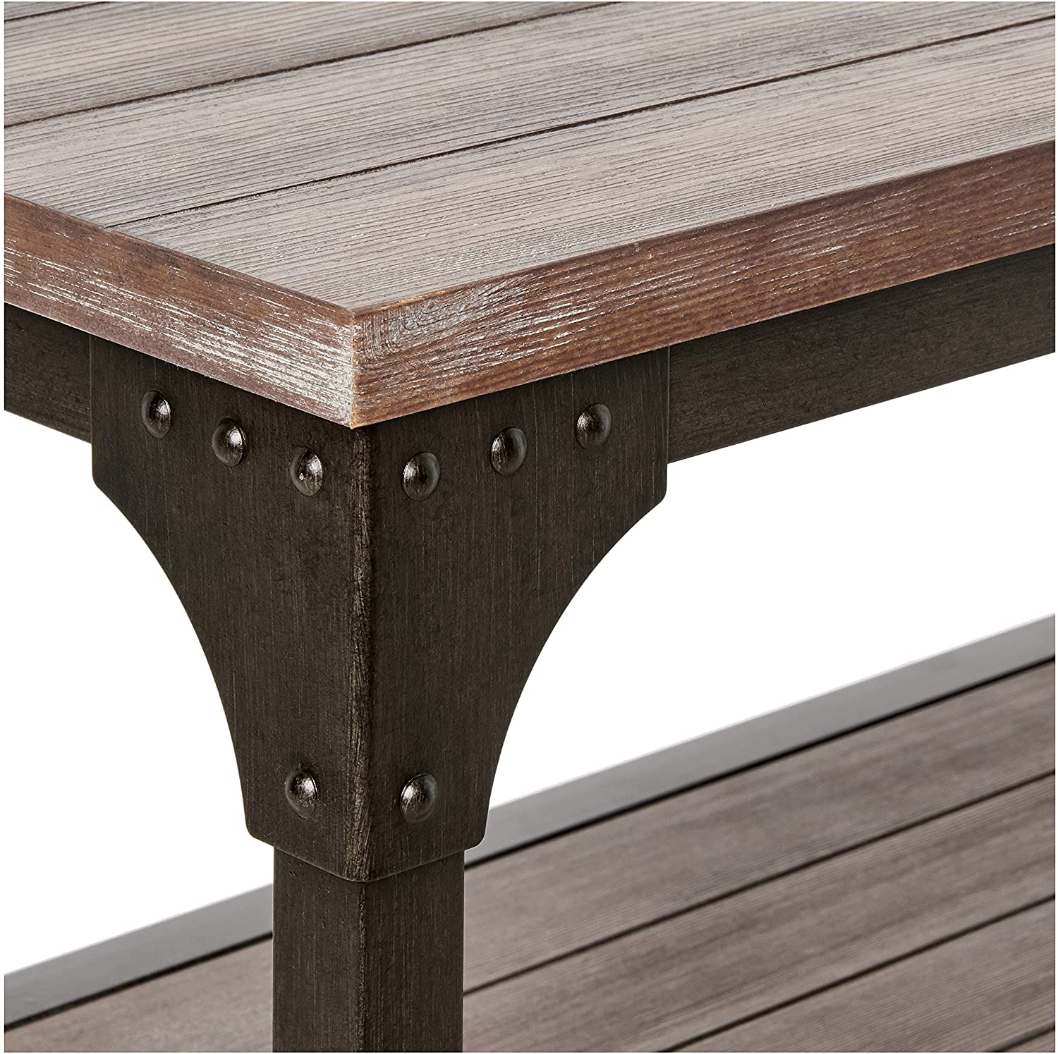 60' Rustic Weathered Oak Console Storage Table By Homeroots - Image 6