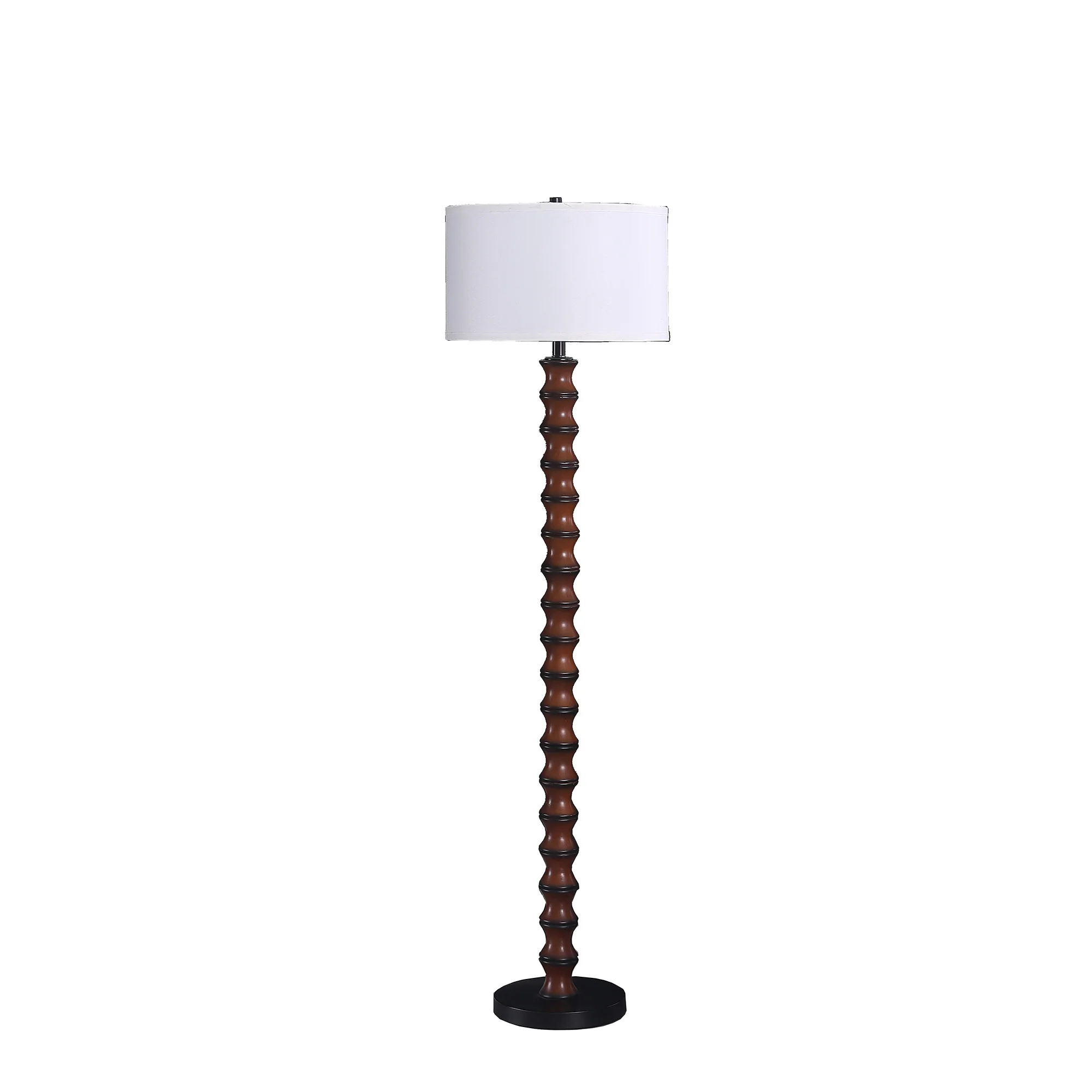 61" Dark Cherry Black Faux Wood Bubble Floor Lamp With White Drum Shade By Homeroots - Image 2
