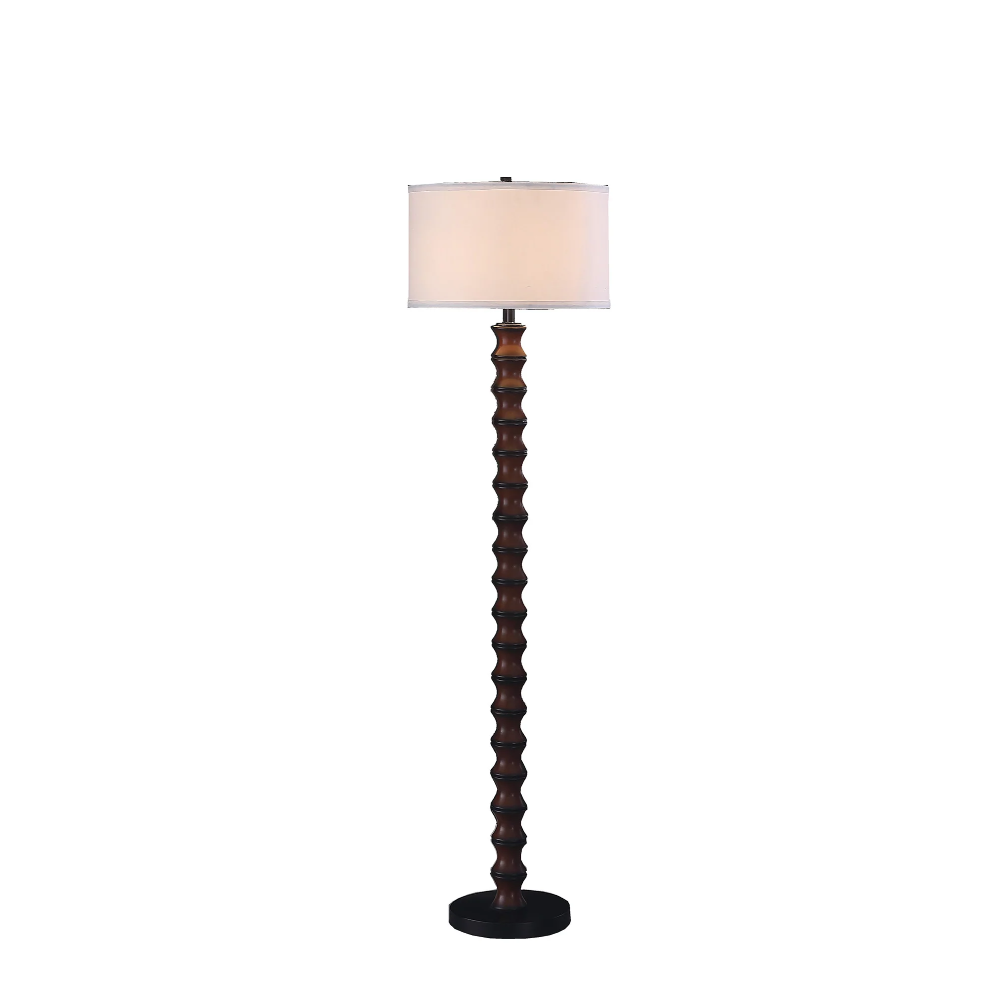61" Dark Cherry Black Faux Wood Bubble Floor Lamp With White Drum Shade By Homeroots - Image 3