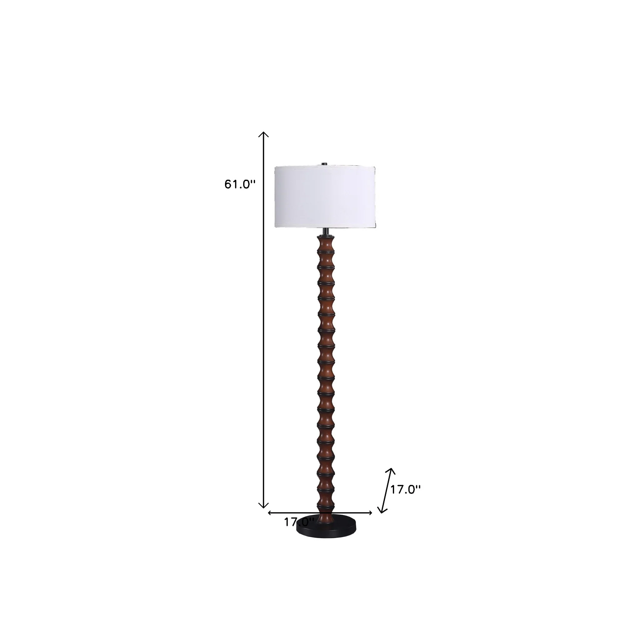 61" Dark Cherry Black Faux Wood Bubble Floor Lamp With White Drum Shade By Homeroots - Image 6